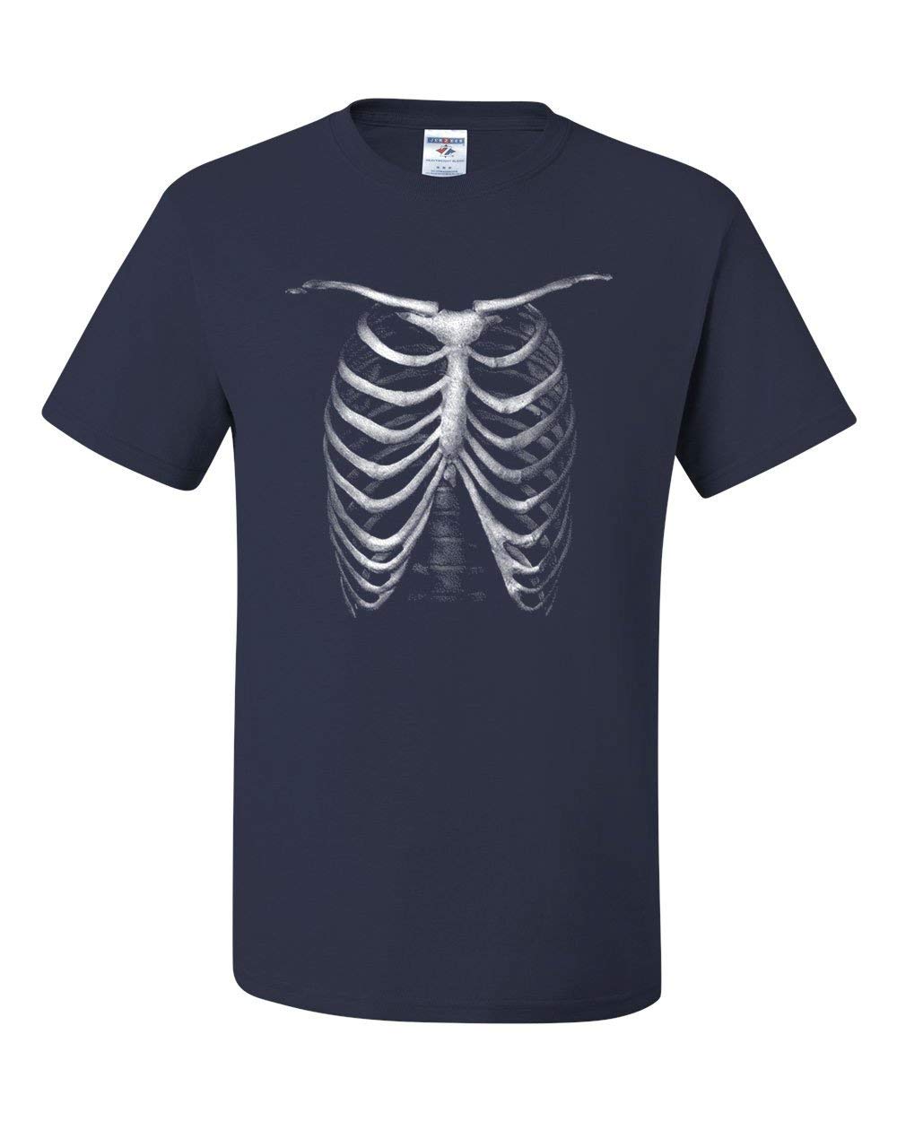 Glow in The Dark Skeleton T-Shirt for Men - Halloween Rib Cage Xray Tee - Perfect for Halloween Parties, Costumes & Night Events