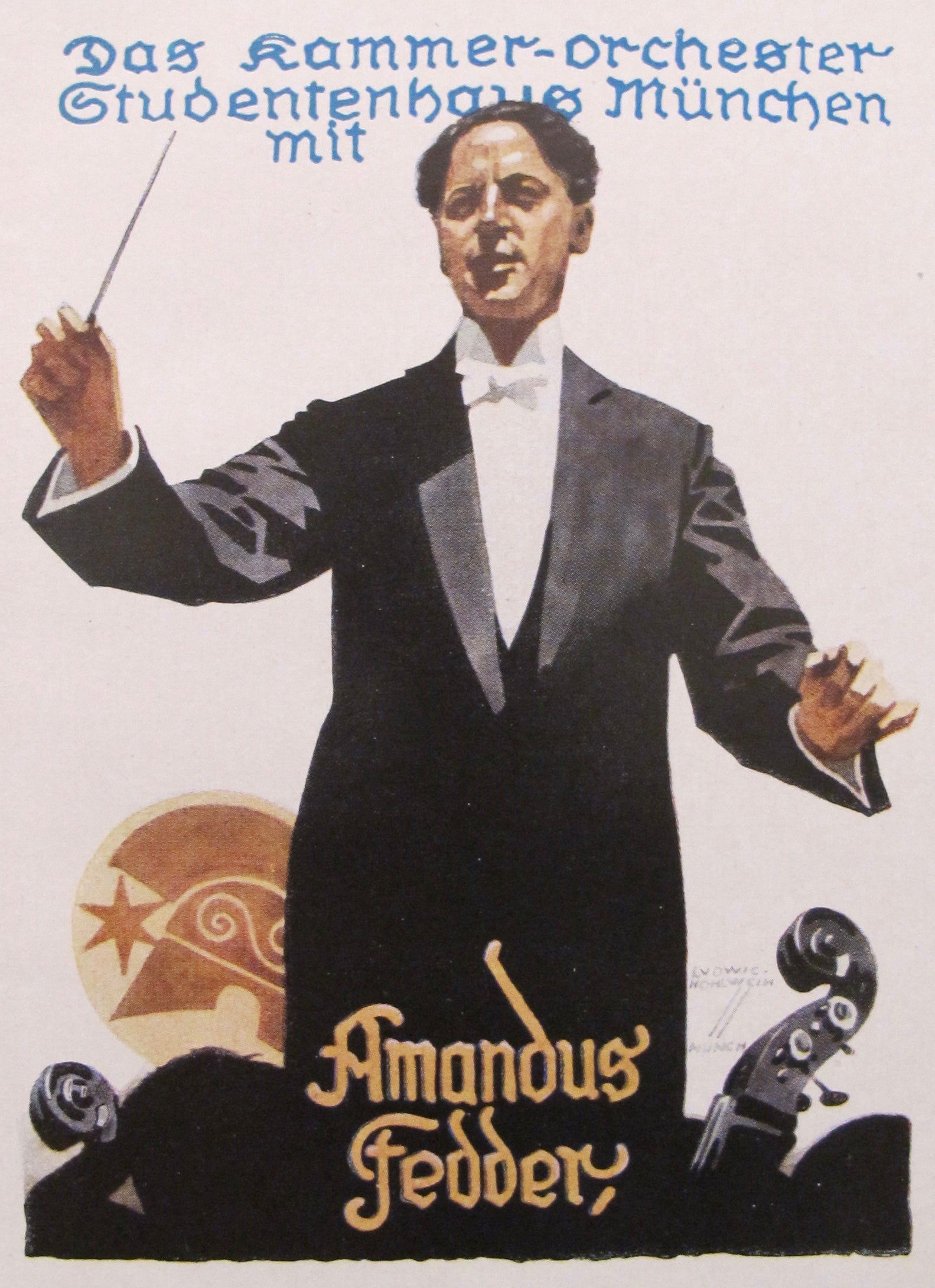 1926 Original German Art Deco Poster - Amandus Fedder (Conductor) | Vintage Music Collectible | Perfect for Jazz Age Decor & Classical Music Lovers