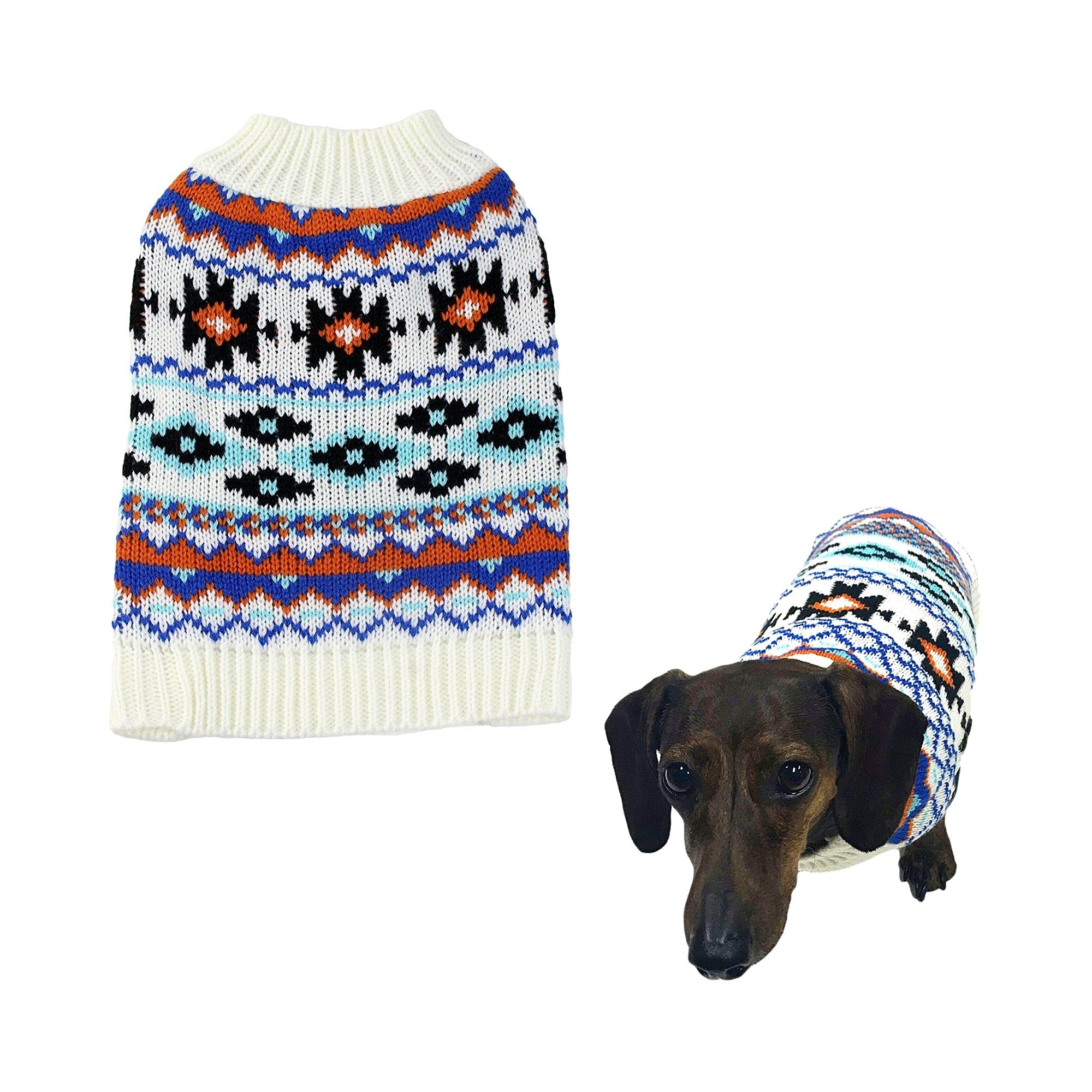 Midlee Aztec Dog Sweater for Small Dogs - Warm Winter Knit Pullover with Tribal Pattern - Cozy Pet Apparel for Chihuahuas, Pomeranians & Yorkies - Perfect for Cold Weather Walks, Park Visits, Hiking & Indoor Cuddling - Ideal Christmas Gift for Pet Lovers
