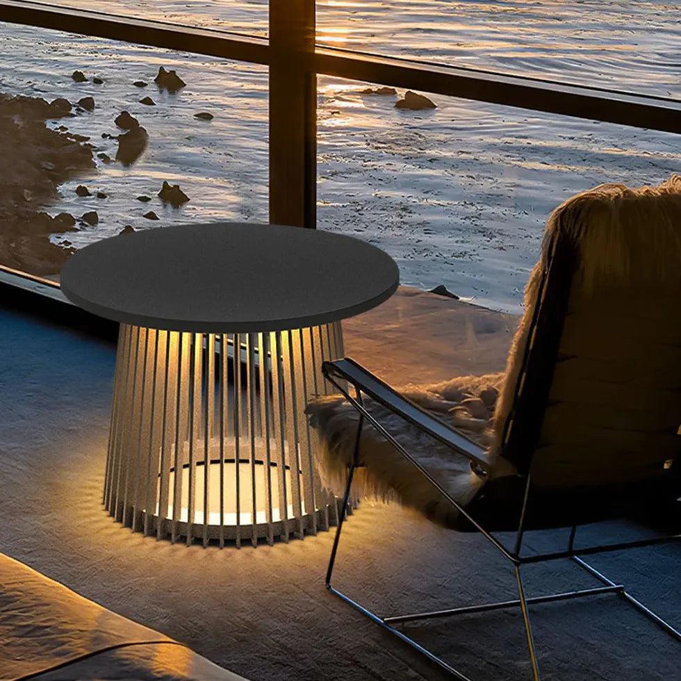 Modern Round Outdoor Floor Lamp - Waterproof Patio Lighting for Garden, Deck, Porch & Backyard - Durable Weatherproof Design for All Seasons