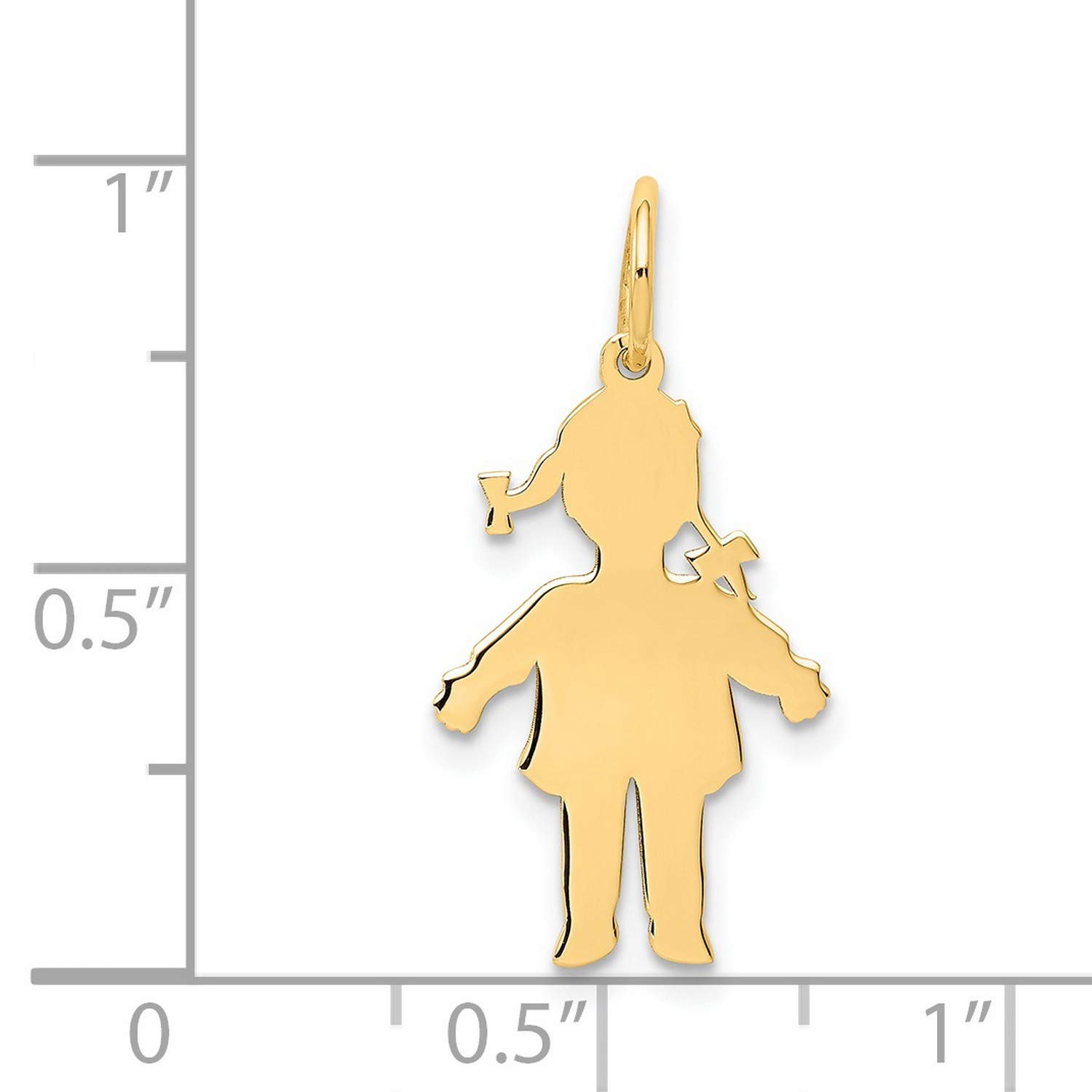 14K Yellow Gold Small Girl Charm Pendant - 20mm x 12mm Polished Finish for Necklace, Bracelet & Jewelry Making - Perfect for Gifts, Birthdays & Special Occasions
