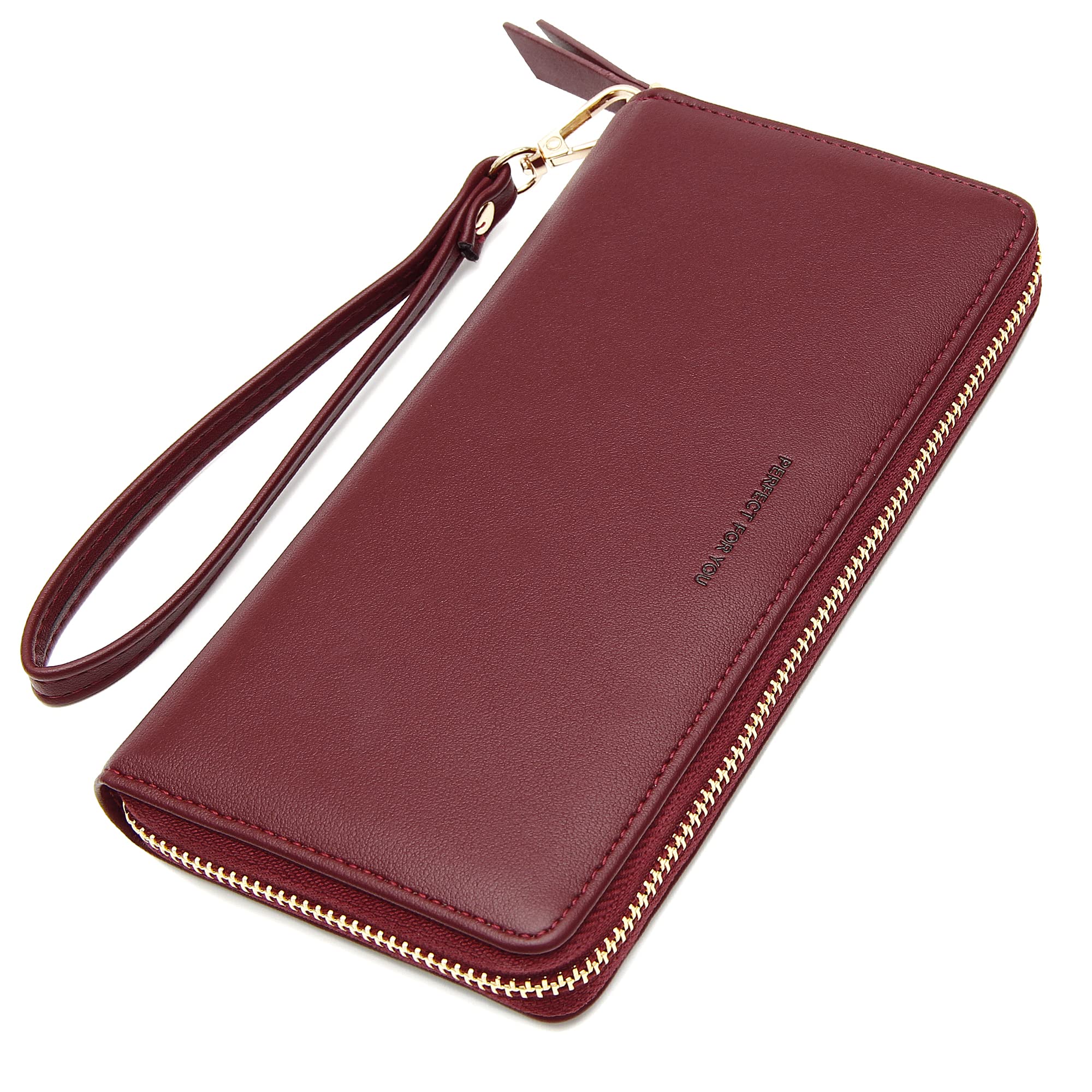 VOCUS Women's RFID Blocking Zip Around Wallet - PU Leather Large Travel Purse with Wrist Strap & Credit Card Slots | Perfect for Everyday Use, Travel & Shopping