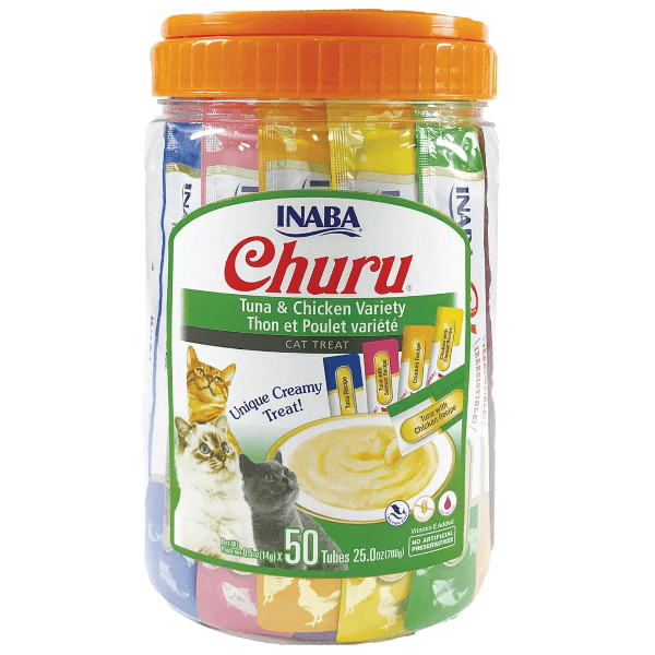 Inaba Churu Chicken & Tuna Recipe Creamy Purée Cat Treat Variety Jar - Delicious Wet Cat Food Topper for Picky Eaters, Senior Cats & Hydration Boost - Perfect for Bonding, Training & Mealtime Enrichment
