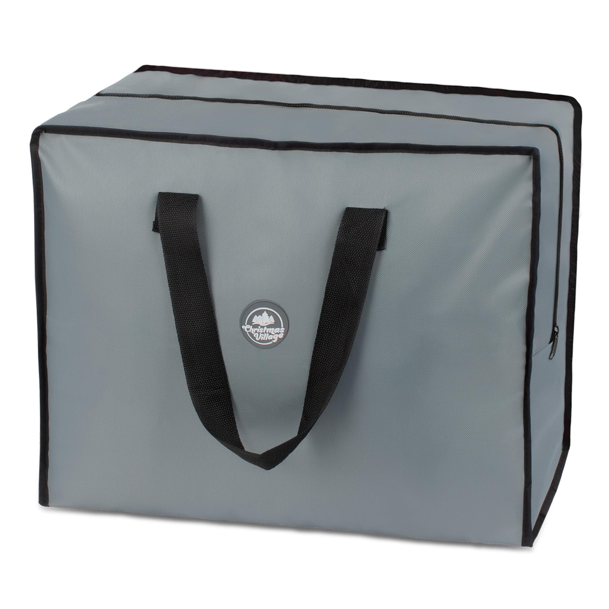 Premium Christmas Decoration Storage Bag Organizer - Large Zippered Sack for Holiday Village Sets, Lights, Wreaths, Stockings, Tinsel & Gift Wrap - Durable Grey Storage Solution for Seasonal Decor Organization (Perfect for Storing Xmas Decorations After Holidays)