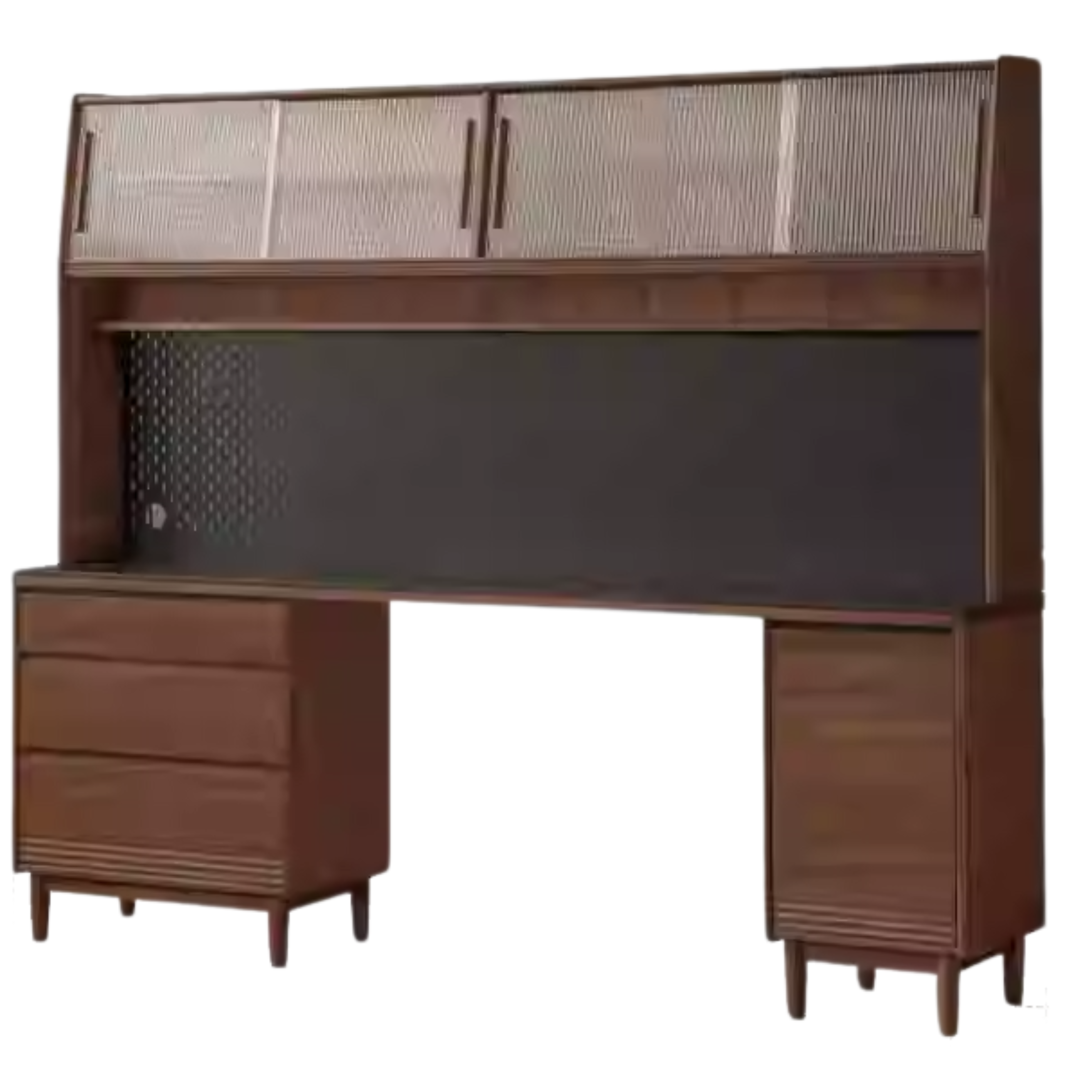 Premium Black Walnut & Oak Solid Wood Storage Cabinet - Luxury Style Rock Plate Design for Living Room, Bedroom & Office Organization