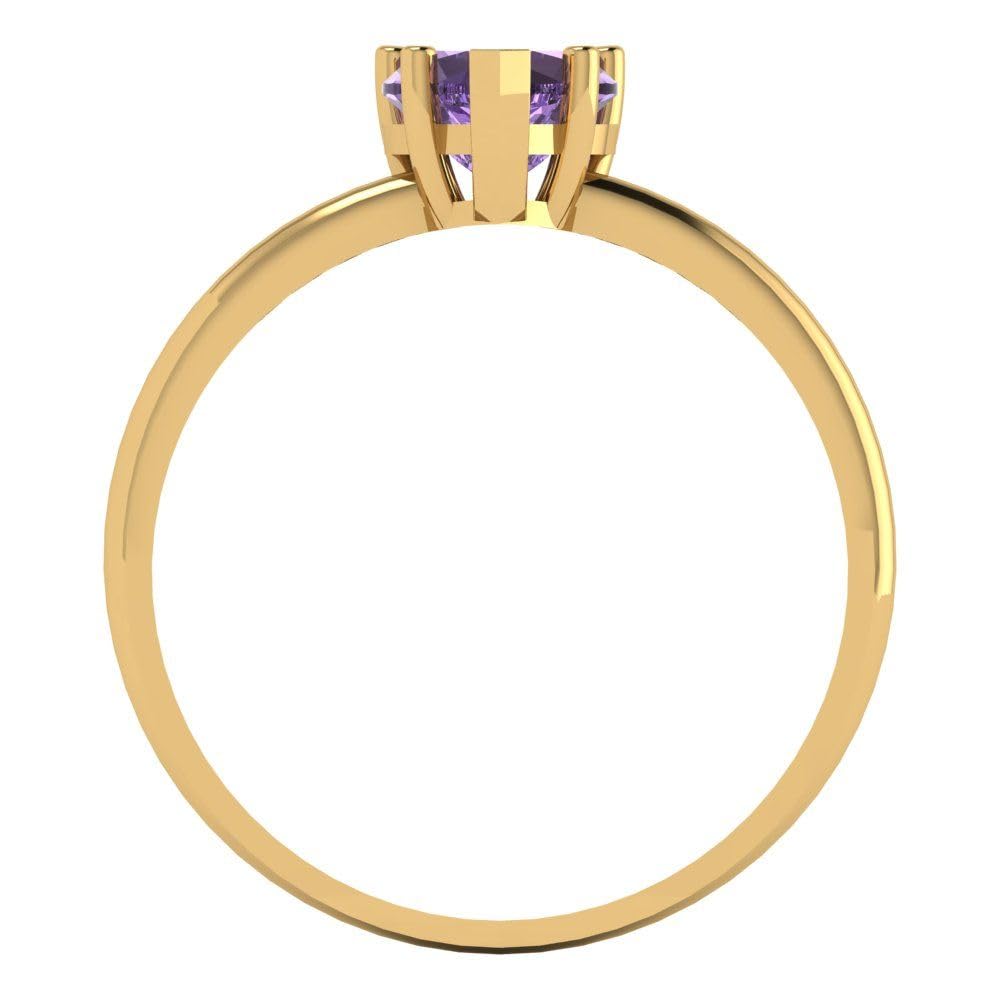 1.0 ct Heart Cut Solitaire Simulated Alexandrite Ring - 14k Yellow Gold Engagement Wedding Band for Women | Perfect for Bridal, Anniversary & Special Occasions
