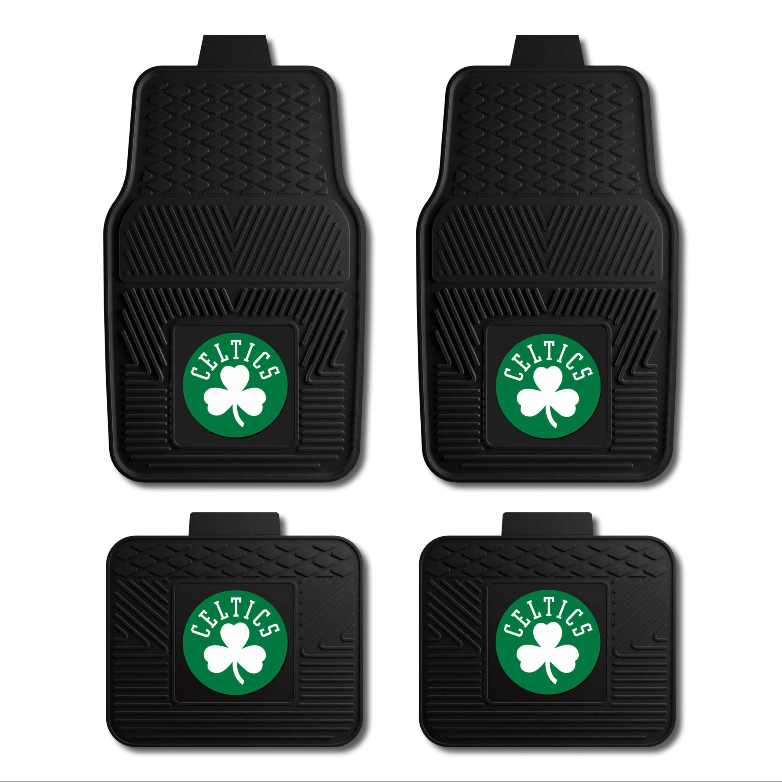Boston Celtics 4-Piece Vinyl Car Floor Mats Set - Front & Back Seat Custom Team Logo Mats for NBA Fans | Perfect for Cars, Trucks & SUVs - Show Your Team Spirit on the Road