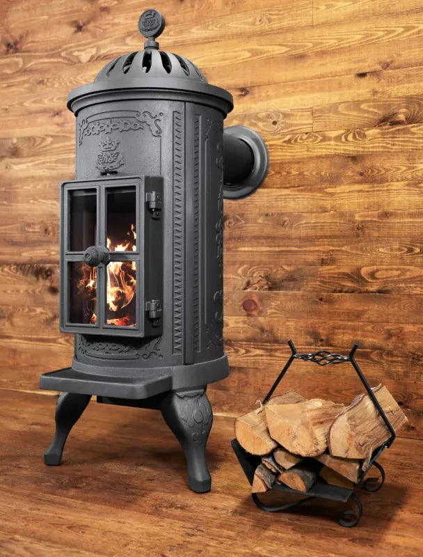 Westbo Carl 120 Cast Iron Stove - Efficient Wood Burning Fireplace for Cozy Home Heating & Cabin Decor