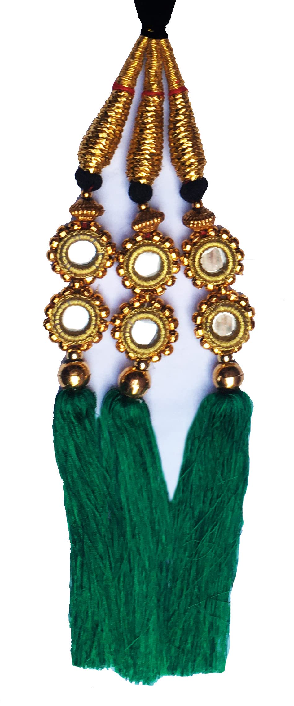 HARSHITANJAL Parandi Hair Extensions for Braids - Green Choti Paranda Hair Accessories (HGS2209) | Perfect for Weddings, Parties & Ethnic Hairstyles