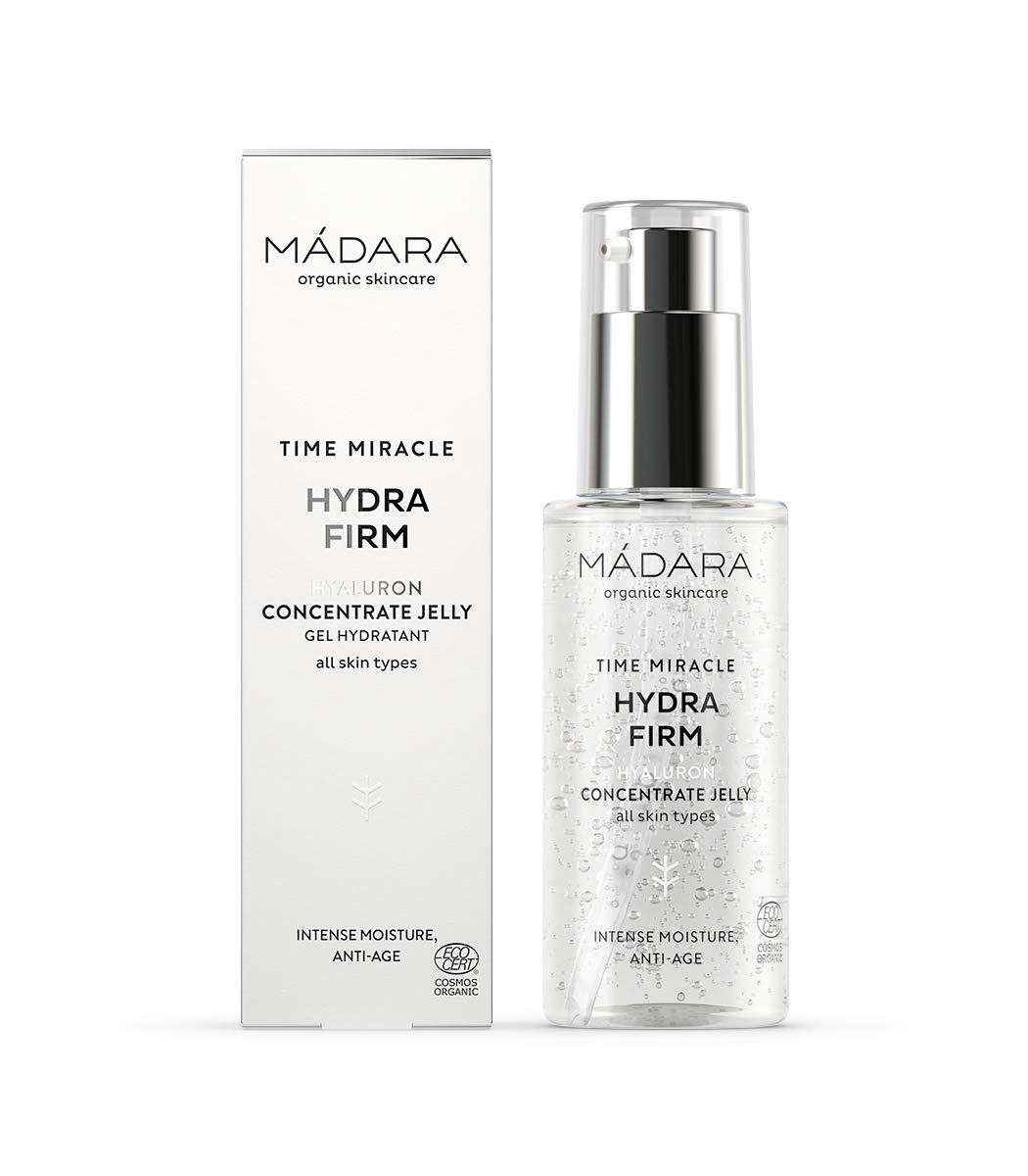 MÁDARA Organic Time Miracle Hydra Firm Hyaluron Concentrate Jelly - 75ml | Multi-Molecular Hyaluronic Acid Face Serum, 100% Natural, Vegan, Ecocert Certified | Deep Hydration & Anti-Aging Skincare for Dry & Mature Skin