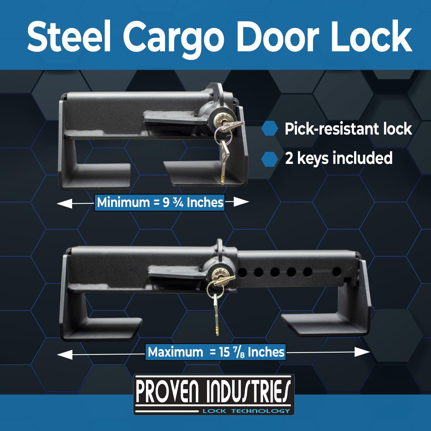 Proven Industries Heavy Duty Steel Cargo Door Lock CDL - Secure Semi Truck Trailers & Shipping Containers | Weatherproof & Anti-Theft Protection for Transport Security