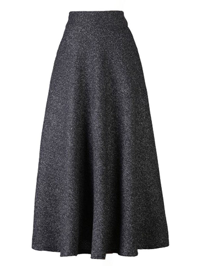 Choies Women's High Waist A-line Flared Long Skirt for Winter & Fall | Midi Length Skirt for Casual, Office & Party Wear | Plus Size Available