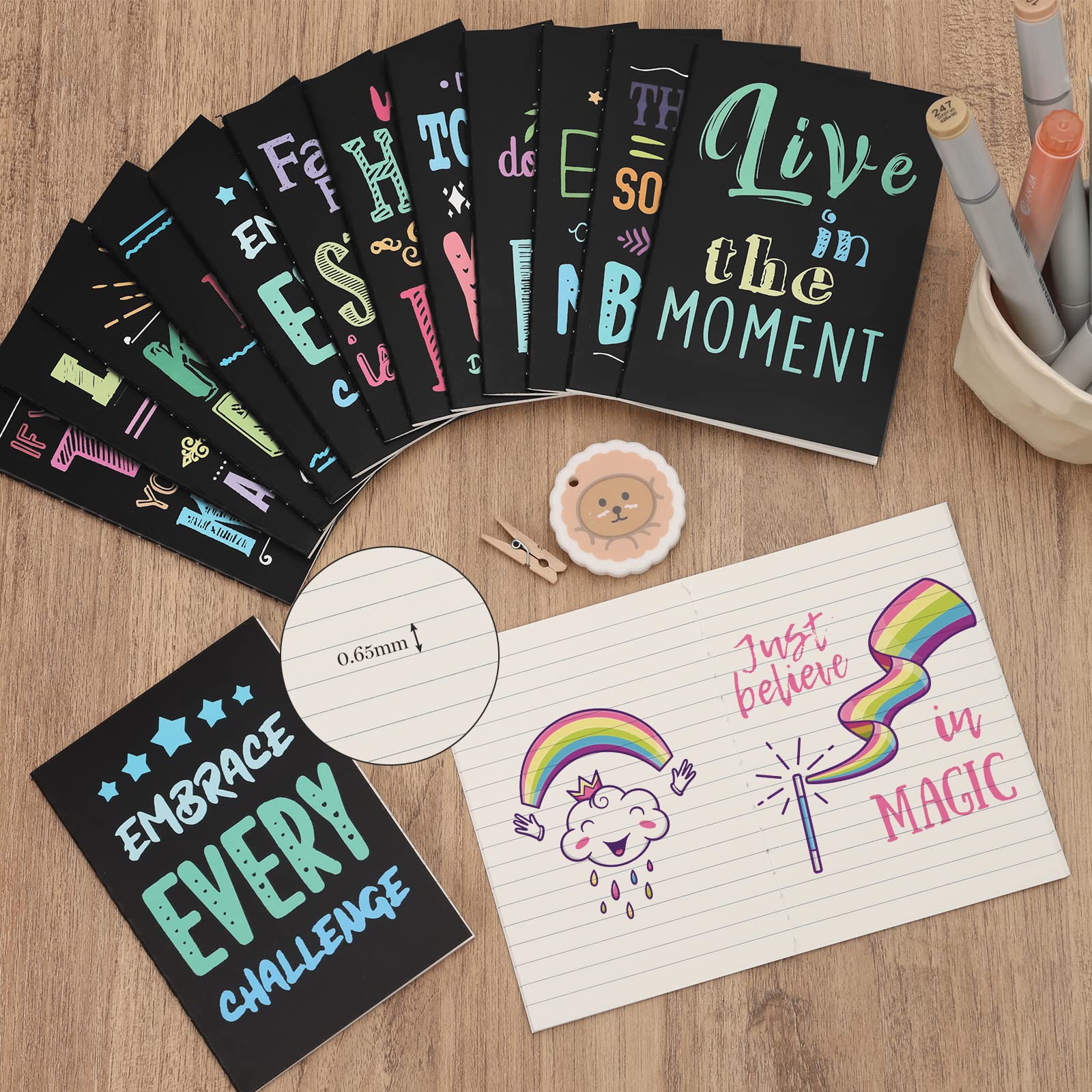 EOOUT 24 Pack Inspirational Notepads - 3.5” x 5.5” Mini Motivational Journals Bulk, Funny Pocket Notebooks with 12 Styles for Kids & Adults - Perfect for Office, School, Gifts, Coworkers, Teachers & Daily Encouragement Notes