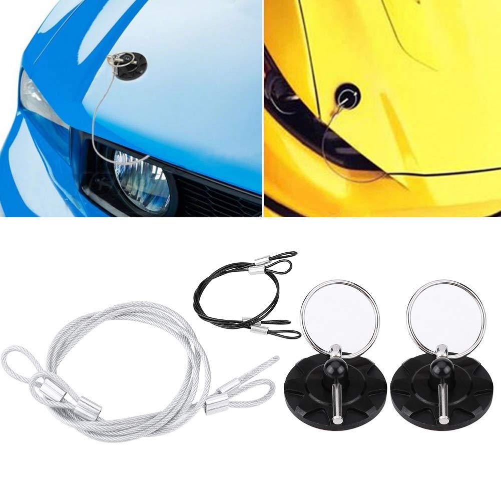 Qiilu Universal Aluminum Hood Pin Lock Kit - 2pcs Black Racing Bonnet Latch for Car Hood Security | Perfect for Automotive Racing, Off-Road Vehicles & Custom Car Modifications