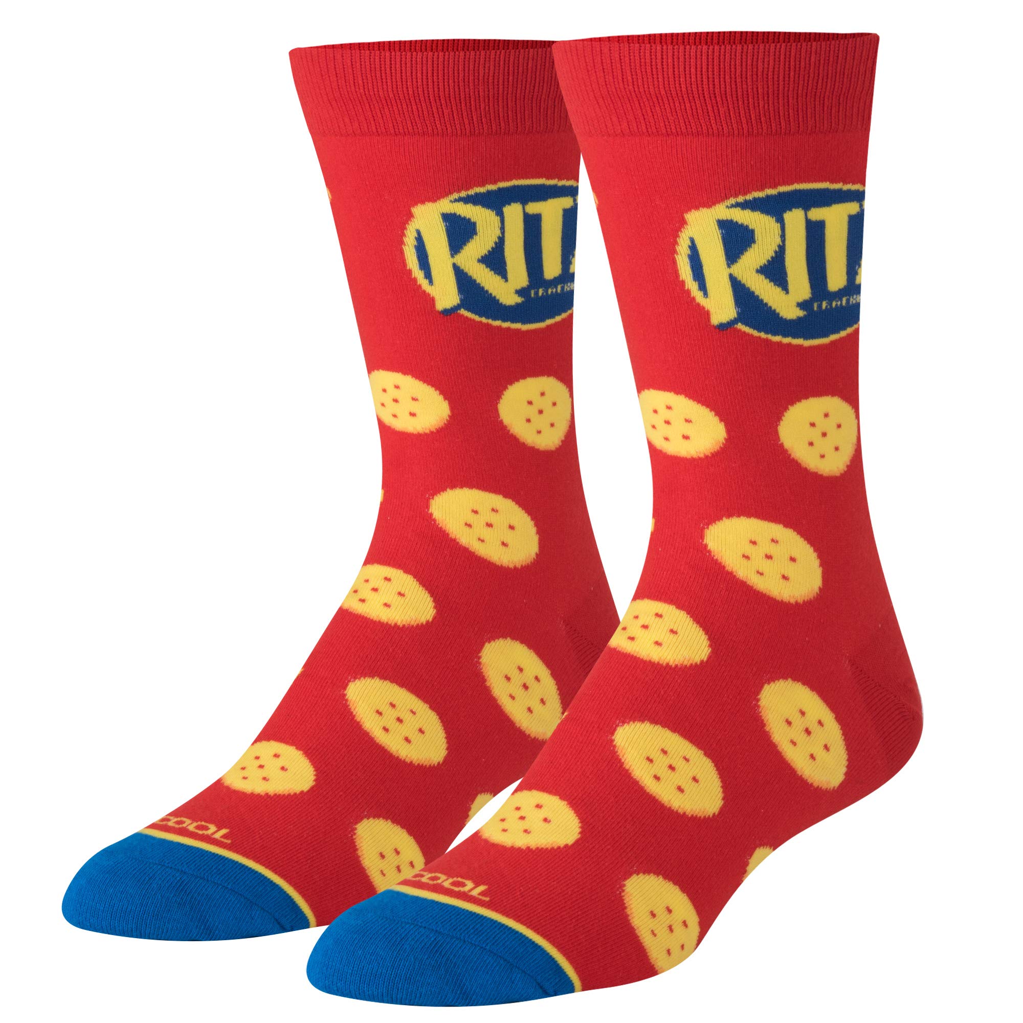 Fun Ritz Crackers Graphic Print Crew Socks for Men & Women - Novelty Food-Themed Comfortable Cotton Socks for Casual Wear, Gift Giving, and Themed Parties