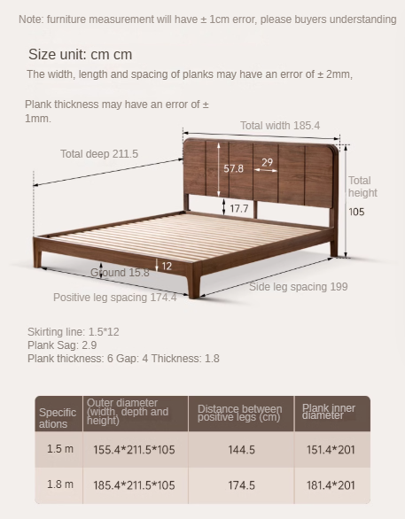 Solid Black Walnut Wood Bed Frame - Chinese Retro Style Queen/King Size Platform Bed with Storage | Durable Hardwood Bedroom Furniture for Master Bedroom, Guest Room & Airbnb