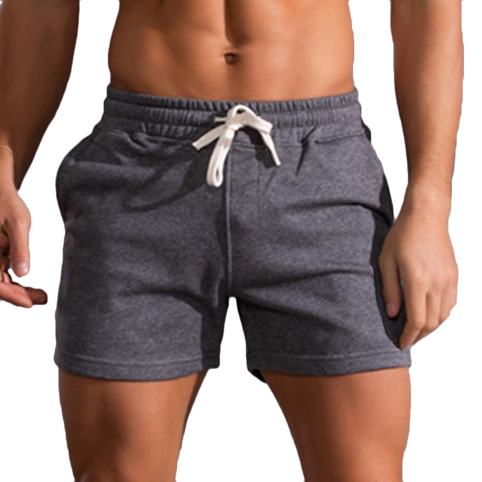 Men's Athletic Running Shorts with Drawstring & Elastic Waist - Quick Dry Gym Workout Shorts with Pockets - Dark Gray - Perfect for Jogging, Training & Lounge Wear