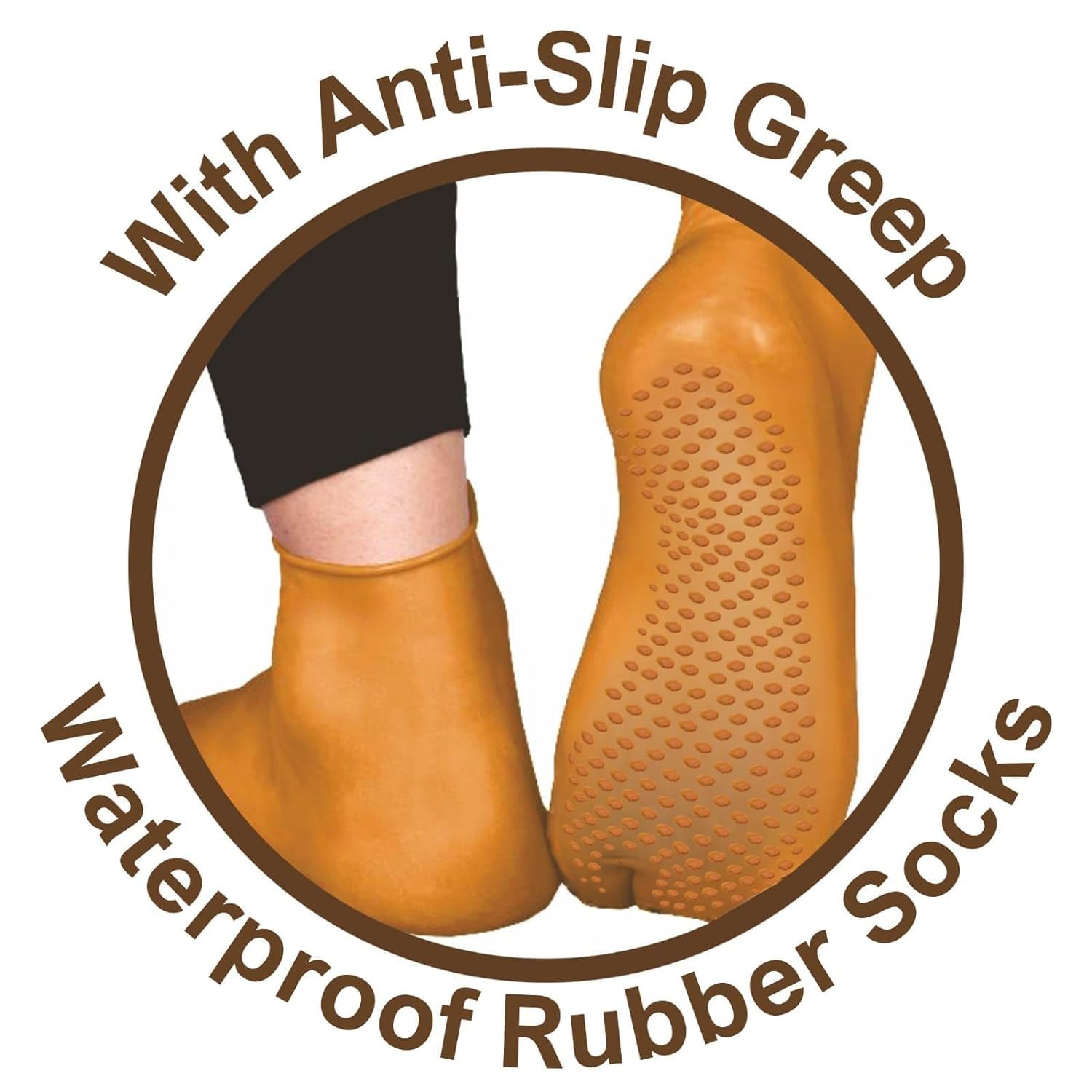 **Waterproof Rubber Socks for Men & Women – Anti-Crack Gel Heel, Moisturizing Foot Care Socks for Pain Relief & Dry Skin (1 Pair, Skin Brown, Medium) – Ideal for Hiking, Swimming & Indoor Foot Therapy**