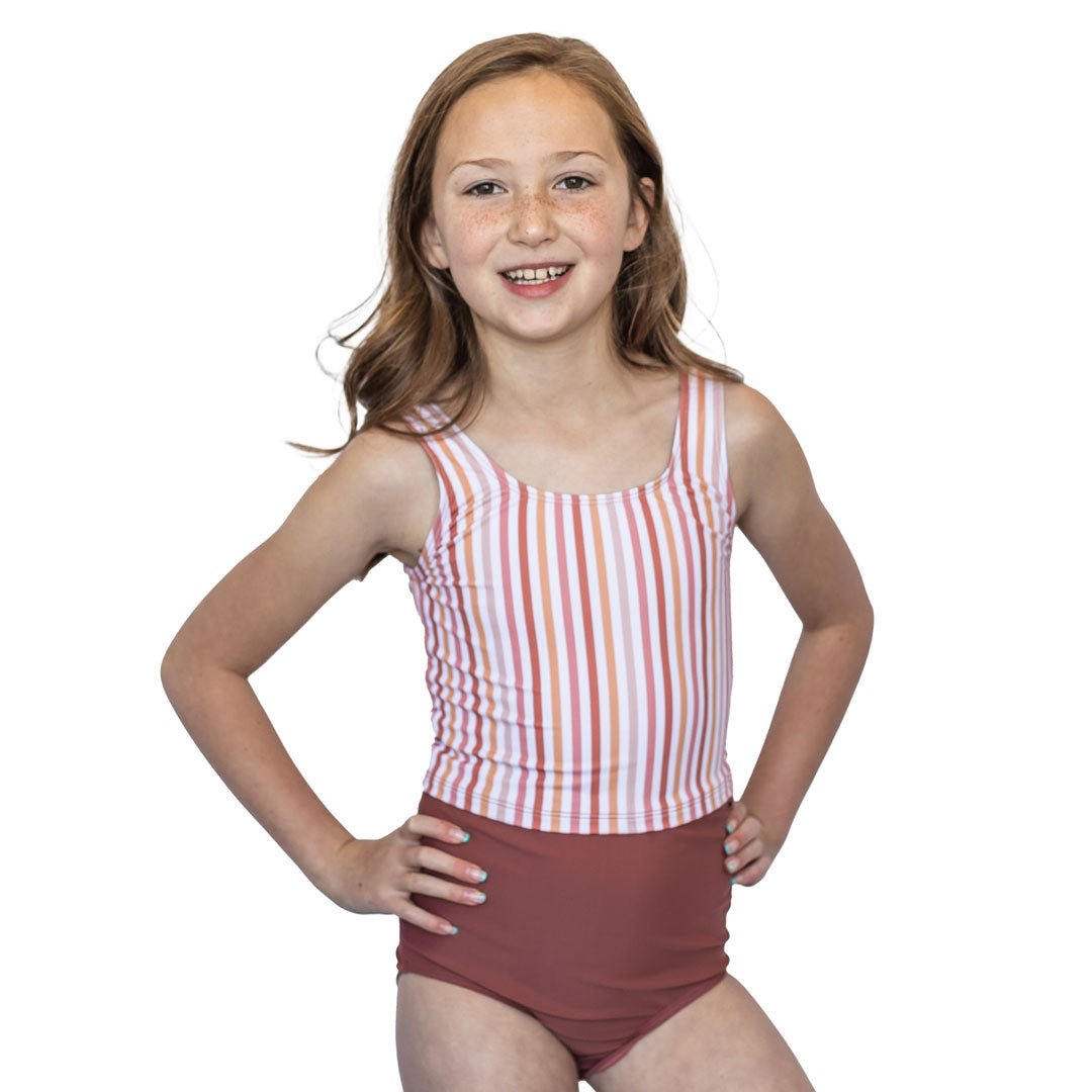 Girls' Triple Bow Back Tankini Top - Stylish Swimwear for Beach, Pool & Summer Vacations