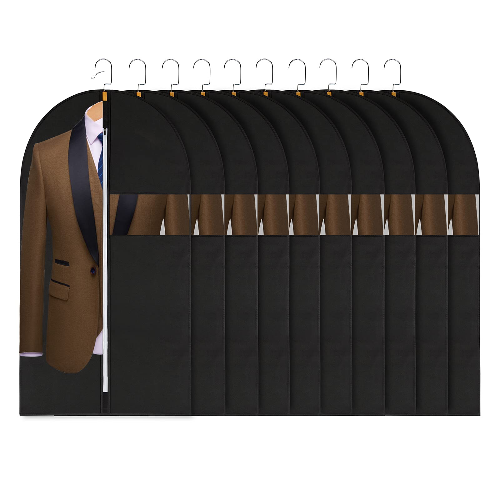 SNHTLS 10-Pack Hanging Garment Bags for Suits & Dresses - Breathable Dust Cover Clothes Storage Bags (24