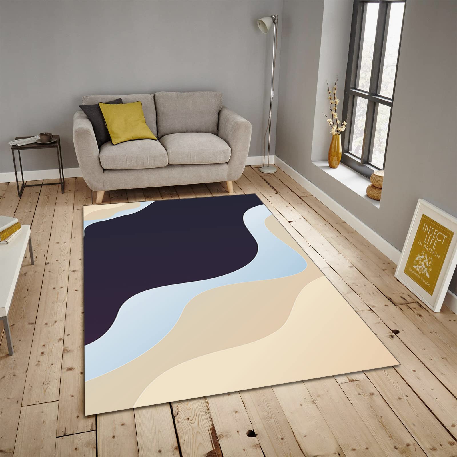 Modern Minimalist Non-Slip Fluffy Area Rugs 6x8ft - Soft Thickened Large Decorative Rug for Living Room, Bedroom, Office, Study, Dining Room - Perfect for Home Decor, Kids Room & Cozy Spaces