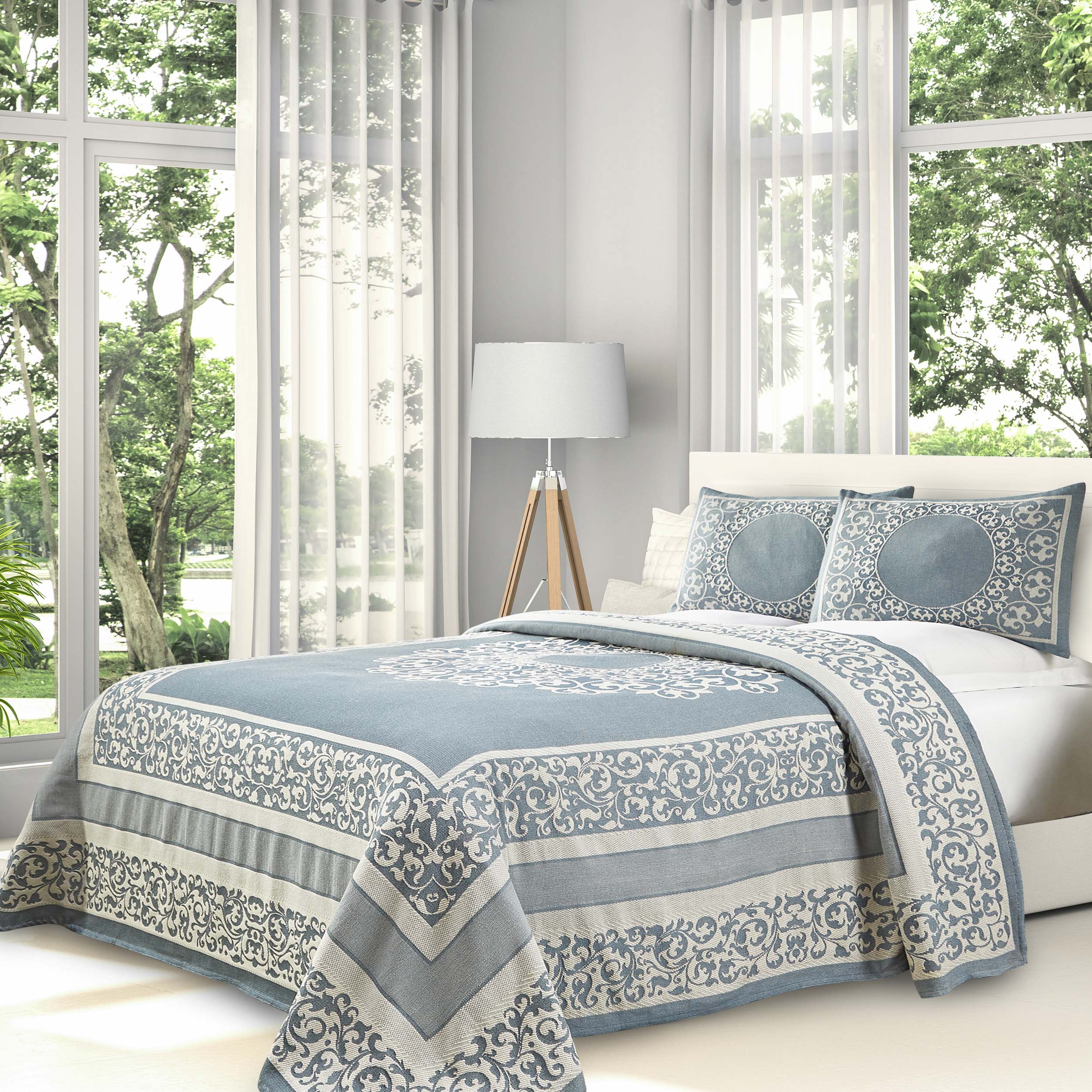Boho Mandala Cotton Blend Woven Jacquard Bedspread Set - Queen Size, Soft & Breathable, Ethnic Home Decor for Bedroom, Living Room, Dorm or Yoga Studio