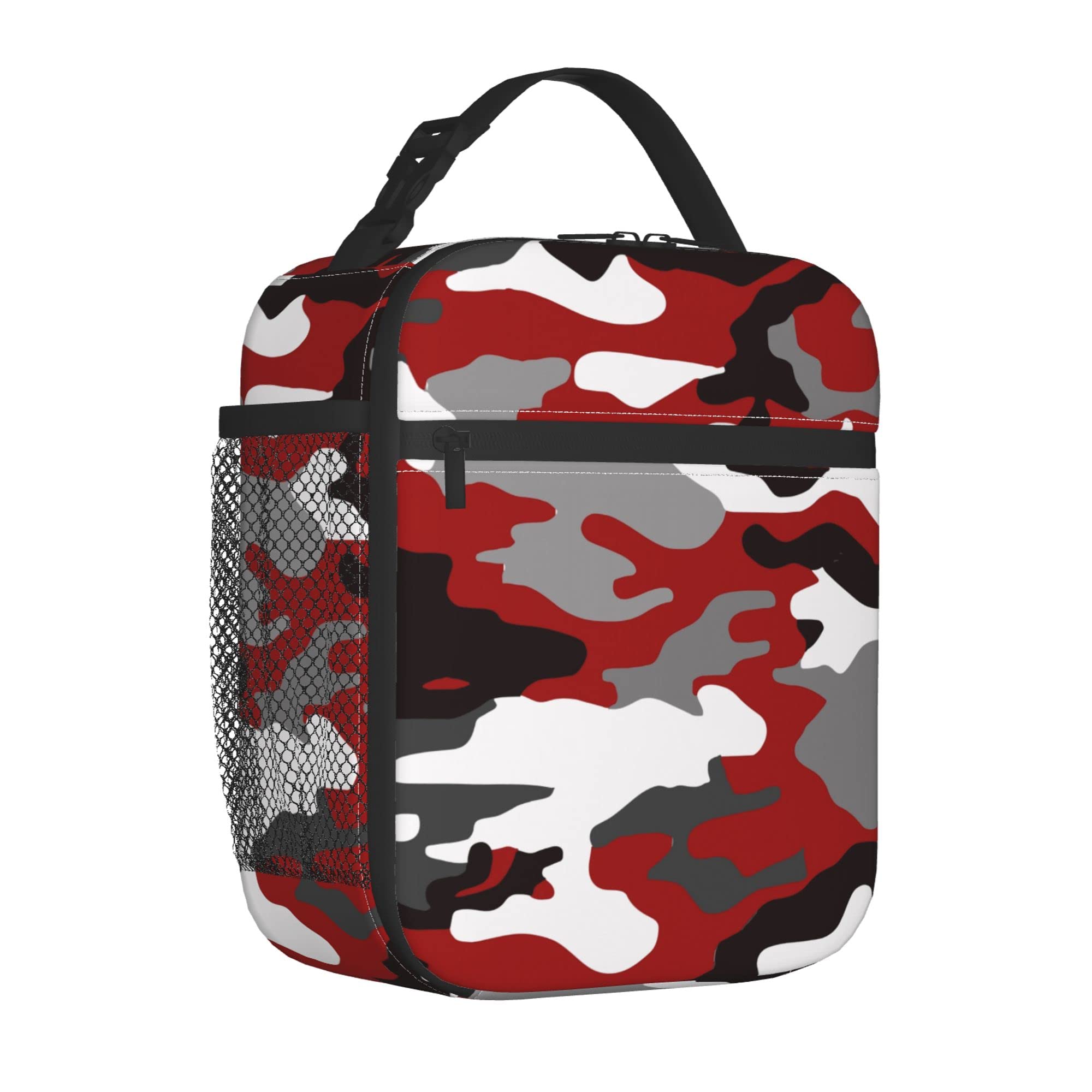 MZERSE Insulated Lunch Box Bag for Kids - Leak Proof Thermal Food Container for Hot & Cold Meals - Perfect for School, Work, Picnic & Travel (Red Camouflage Design) - Keep Food Fresh All Day