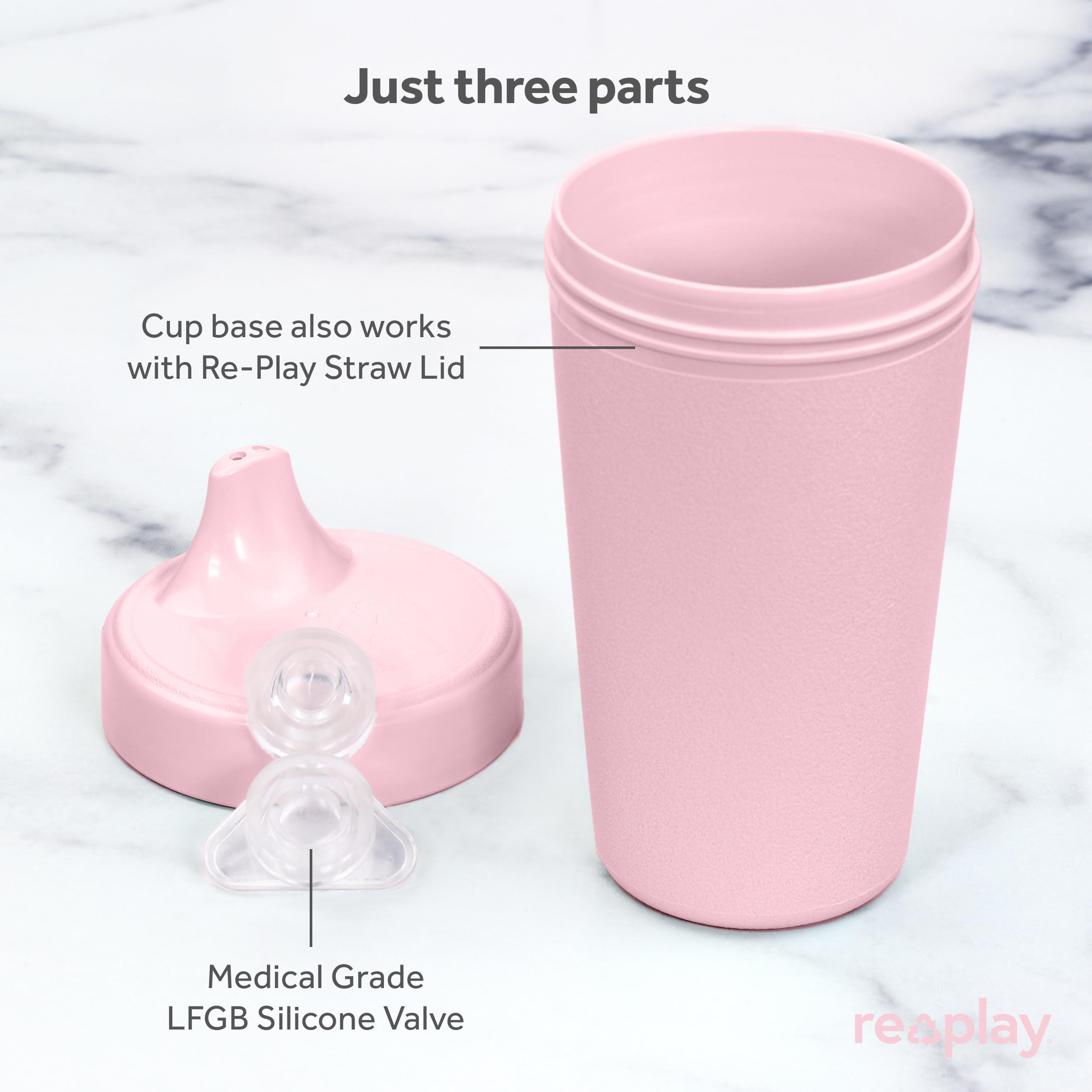 Re-Play USA Made 2-Pack Toddler Sippy Cups 10oz - BPA-Free Spill-Proof Kids Cups for Daycare & Travel - Dishwasher & Microwave Safe Hard Spout Sippy Cups 3.13