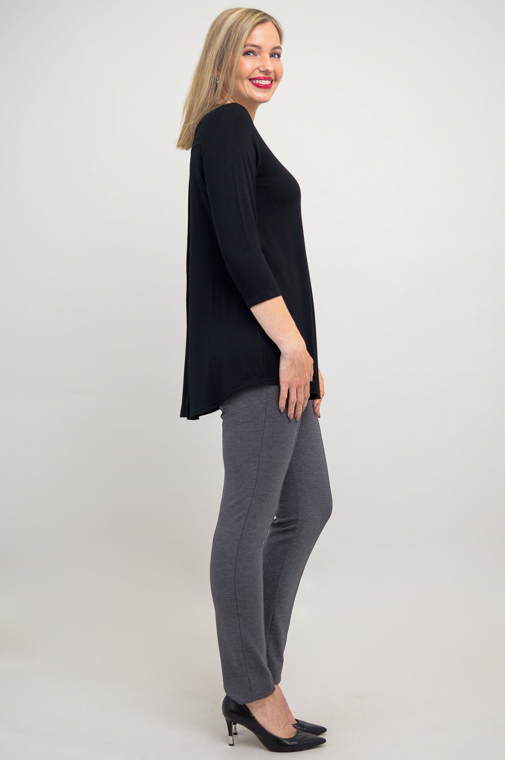 Franny Top - Soft Bamboo V-Neck Blouse for Women in Black | Breathable & Comfortable Casual Wear for Office, Date Night & Everyday Outfits