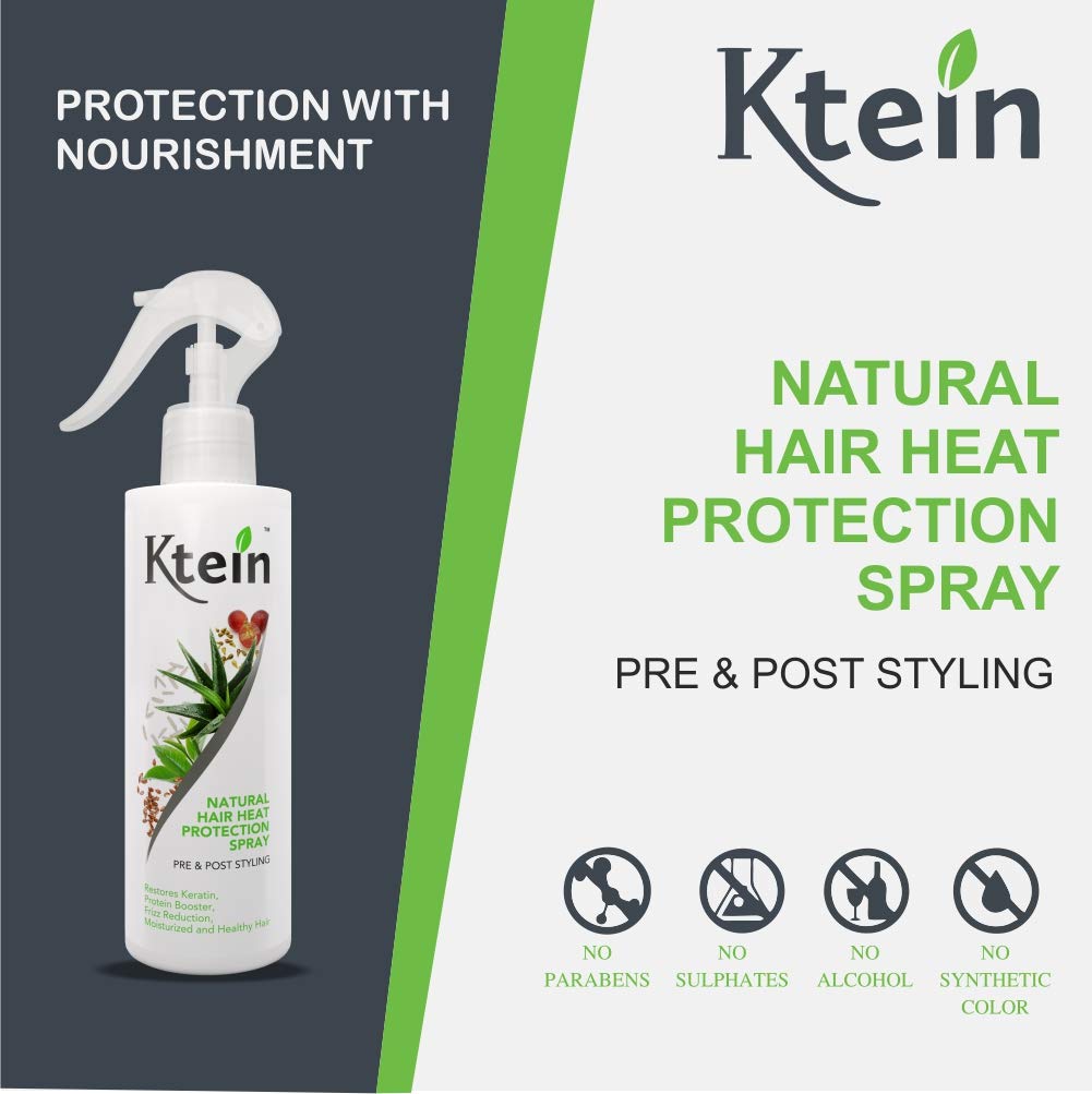 Ktein Natural Hair Heat Protection Spray (HP 200) - Thermal Shield for Styling, Blow Drying & Flat Ironing - Vegan & Cruelty-Free Hair Care for Damaged & Color-Treated Hair