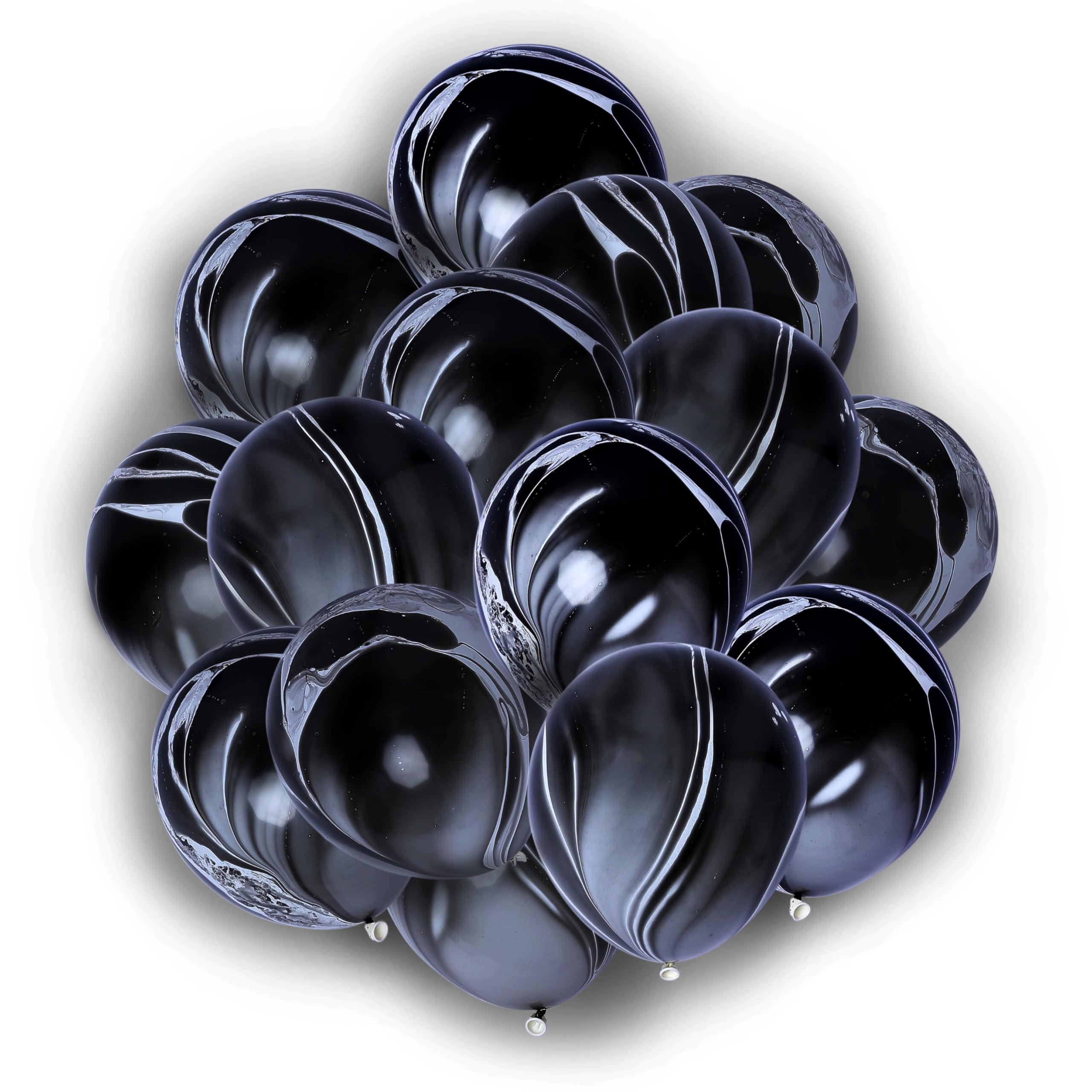 12 Inch Black and White Marble Agate Latex Balloons (50PCS) - Elegant Tie Dye Balloons for Birthday Parties, Christmas Decorations, Weddings, Halloween & Photobooth Backdrops - Perfect for Home Decor, Baby Showers and Special Events