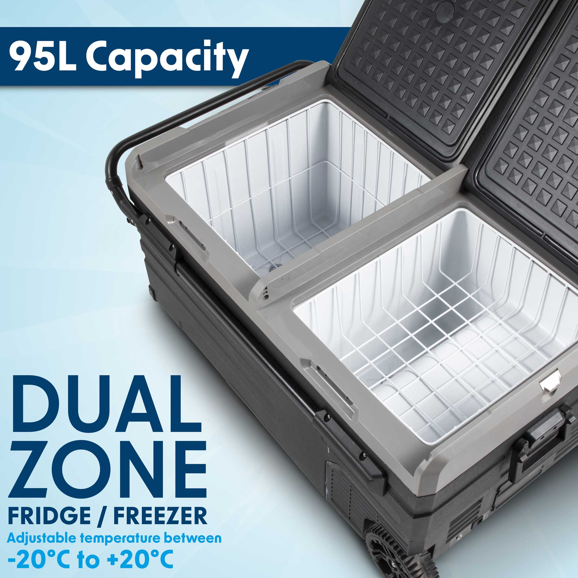 95L Portable Car Fridge Freezer - 12V/24V Dual Zone Compressor Cooler for Road Trips & Camping | DL128 Model | Perfect for RV, Truck & Outdoor Adventures