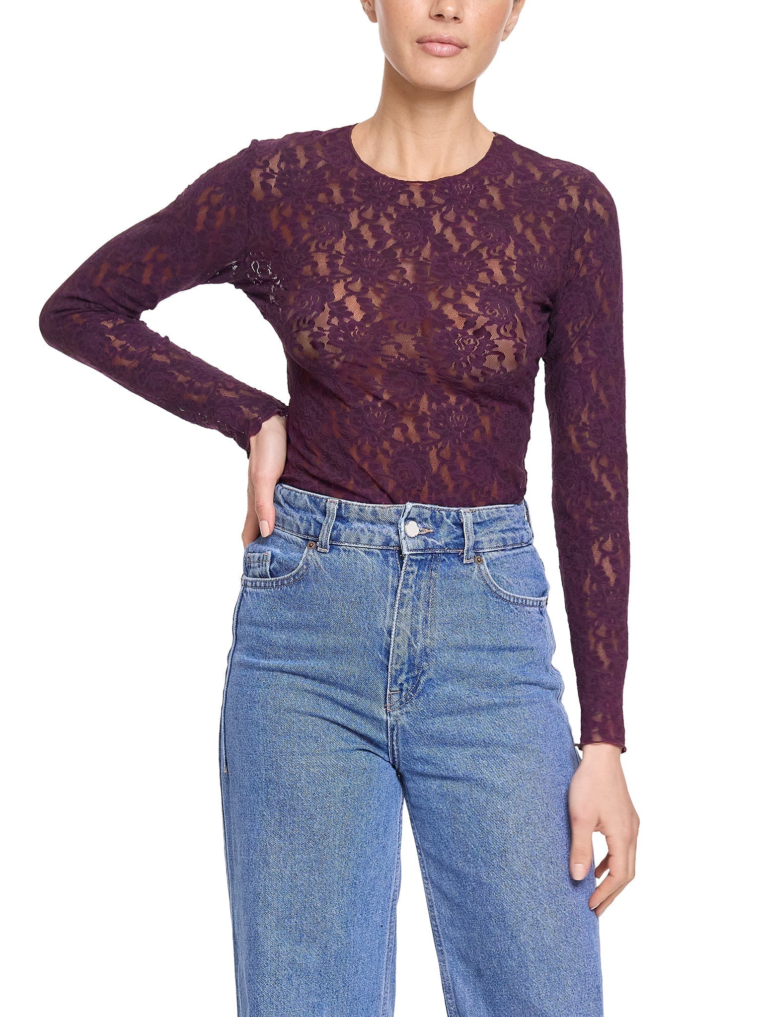 Elegant Signature Lace Long Sleeve Blouse for Women | Fashionable & Comfortable Tops | Perfect for Office, Date Night & Special Occasions