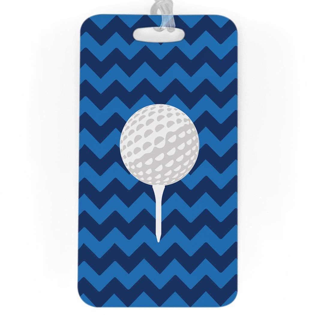 Custom Golf Luggage Tag with Golf Ball & Tee Design - Personalized Info on Back - Large Blue Golf Bag Tag for Travel & Sports Accessories | Perfect for Golf Trips, Tournaments & Club Identification