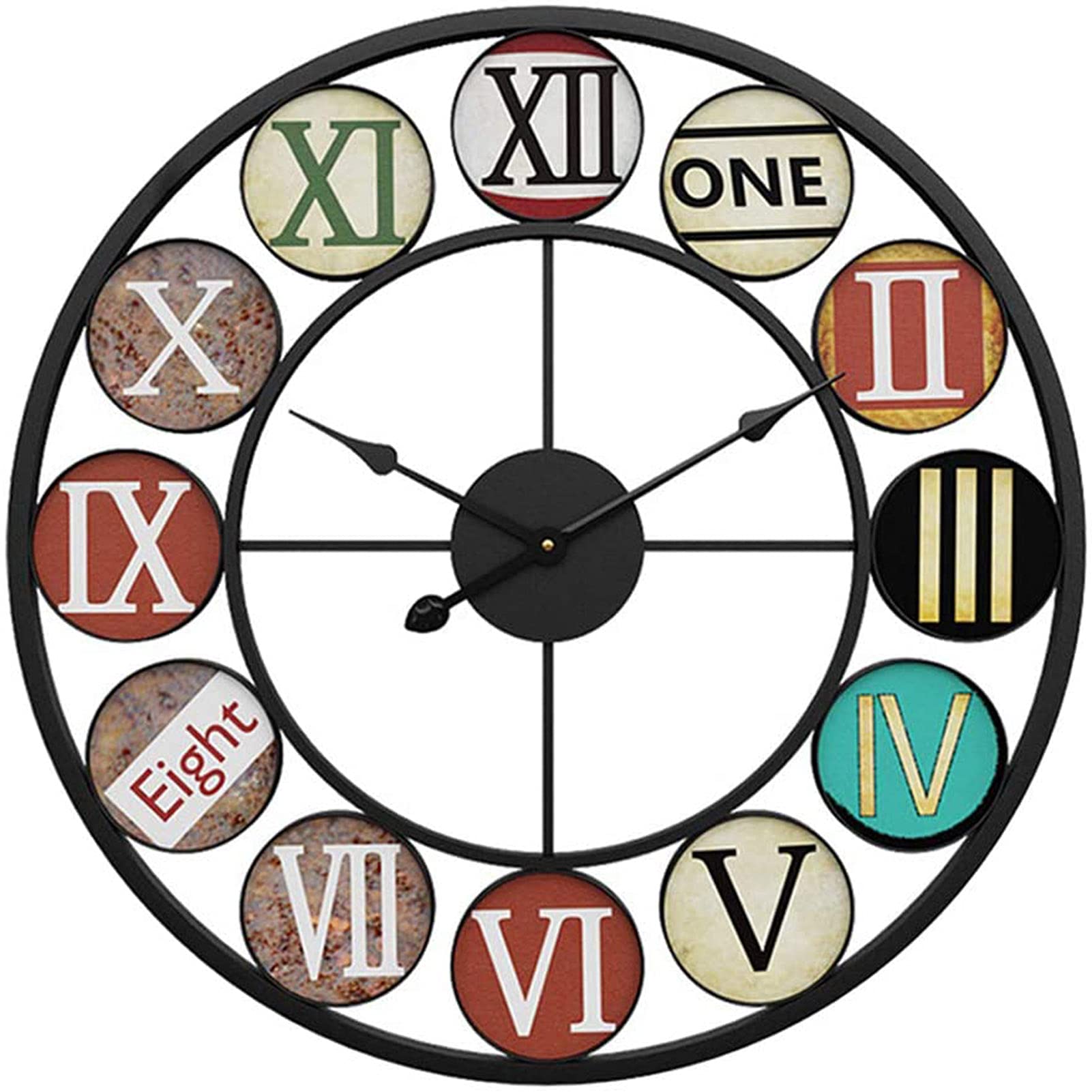 SWJZXF Weatherproof Outdoor Garden Wall Clock - Large European Style Retro Metal Wall Clock for Indoor & Outdoor Use - Perfect for Living Rooms, Offices, Gardens & Patios