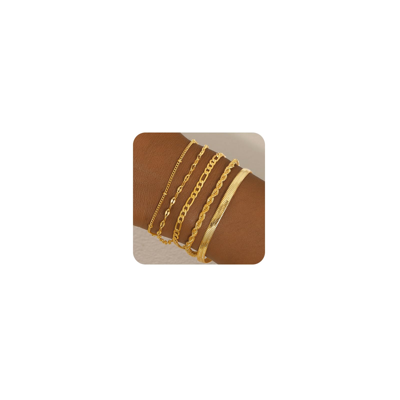 14K Gold Plated Women's Bracelet Set - Trendy Dainty Tennis Beaded Paperclip Link Cuban Chain Stackable Bracelets for Women | Elegant Jewelry Gift for Her | Perfect for Daily Wear, Office, Parties & Special Occasions