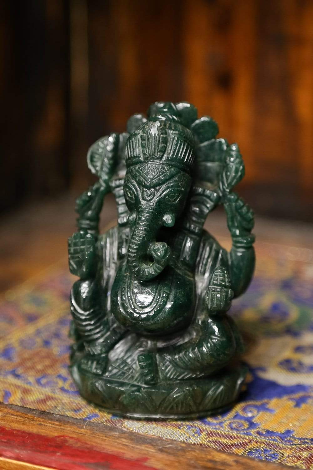 Green Aventurine Ganesh Statue - Handcrafted Hindu God Figurine for Home Decor, Meditation & Spiritual Blessings | Perfect for Yoga Studios, Altars & Gift Giving