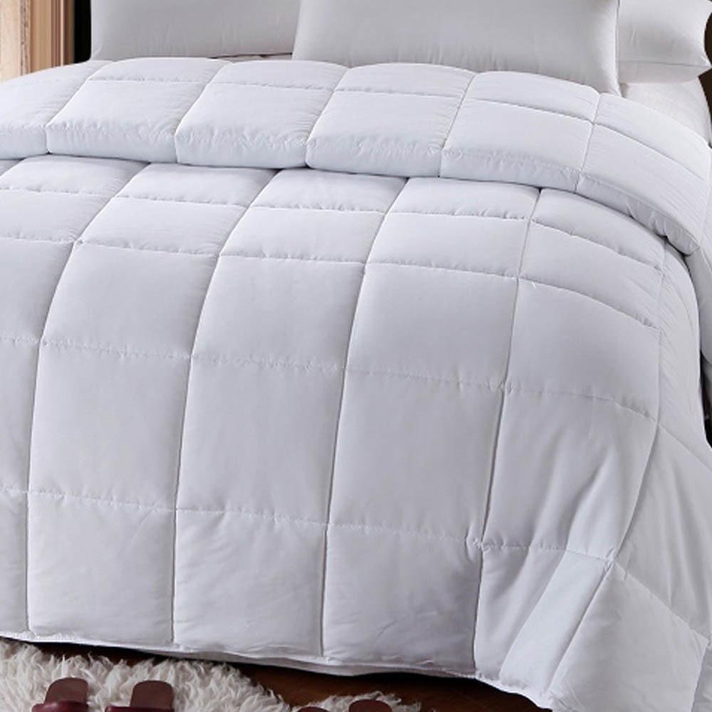 7-Piece Twin XL Bed in a Bag Set - 100% Cotton Grey/White Brooksfield Printed Duvet Cover, White Sheet Set, Bed Skirt & All-Season Down Alternative Comforter | Complete Bedding Solution for Dorms, Guest Rooms & Small Spaces