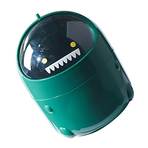 Portable Mini Trash Can with Lid - Cabilock Press-Type Desktop Garbage Bin, Small Covered Waste Basket for Office, Car & Travel | Compact Cartoon Design for Desk, Vehicle Mount & Workspace Organization