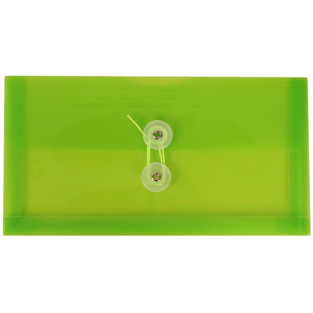 JAM PAPER #10 Plastic Envelopes with Button Closure - 5 1/4x10 - 6 Pack - for Business Documents & Booklets