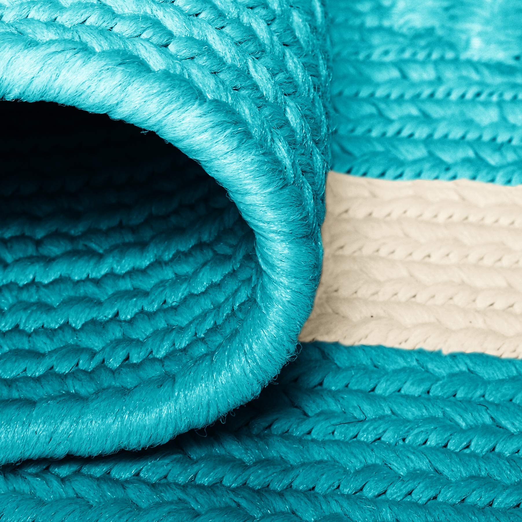La Playa Rugs 4x6 Feet Aqua Blue Coastal Beach Area Rug - Soft Woven Indoor/Outdoor Carpet for Living Room, Bedroom, Patio & Poolside Decor