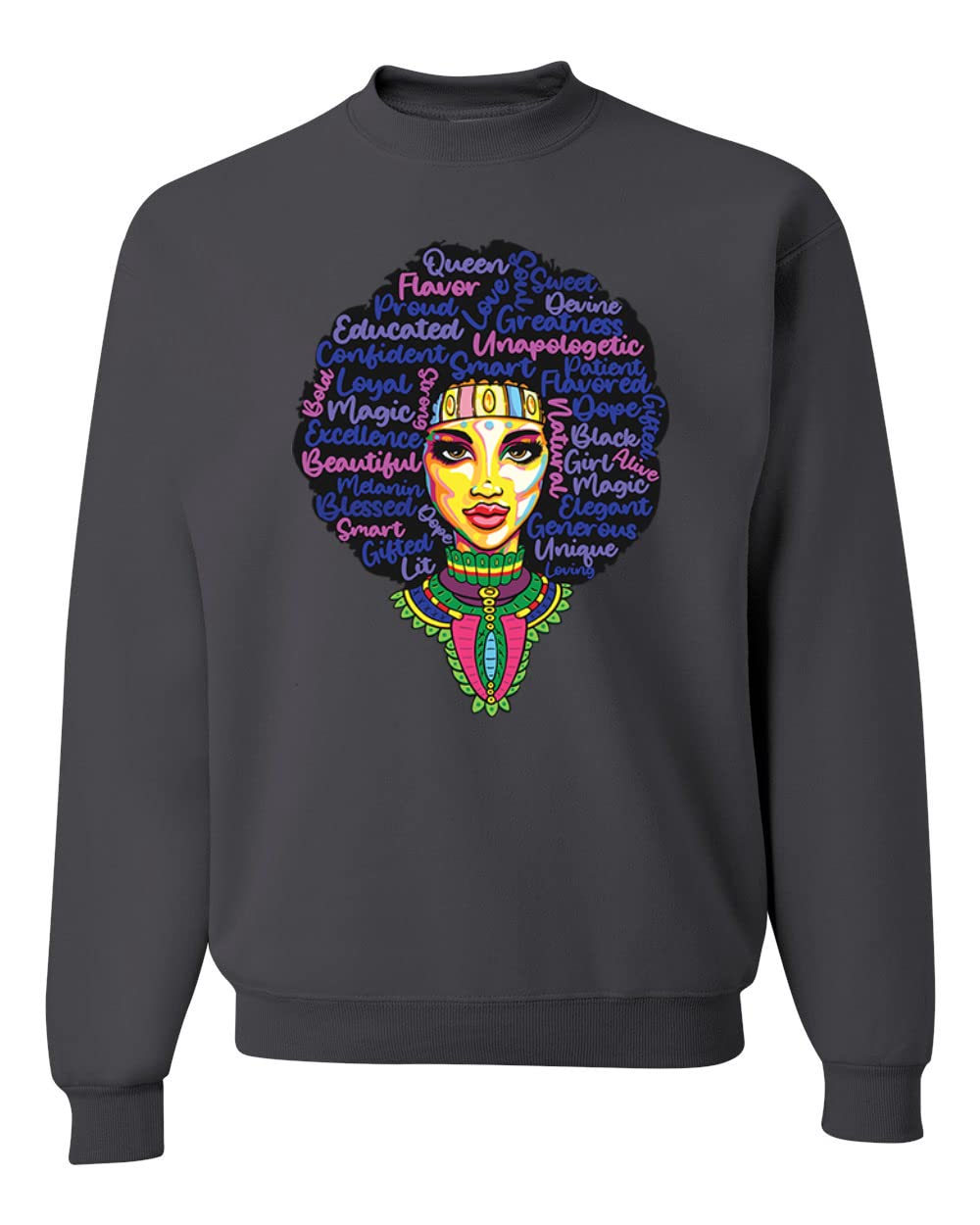 Wild Bobby Queen Bee Strong Black Woman Black Pride Unisex Graphic Sweatshirt - Casual Streetwear for Men & Women - Perfect for Everyday Wear, Social Events & Black History Month