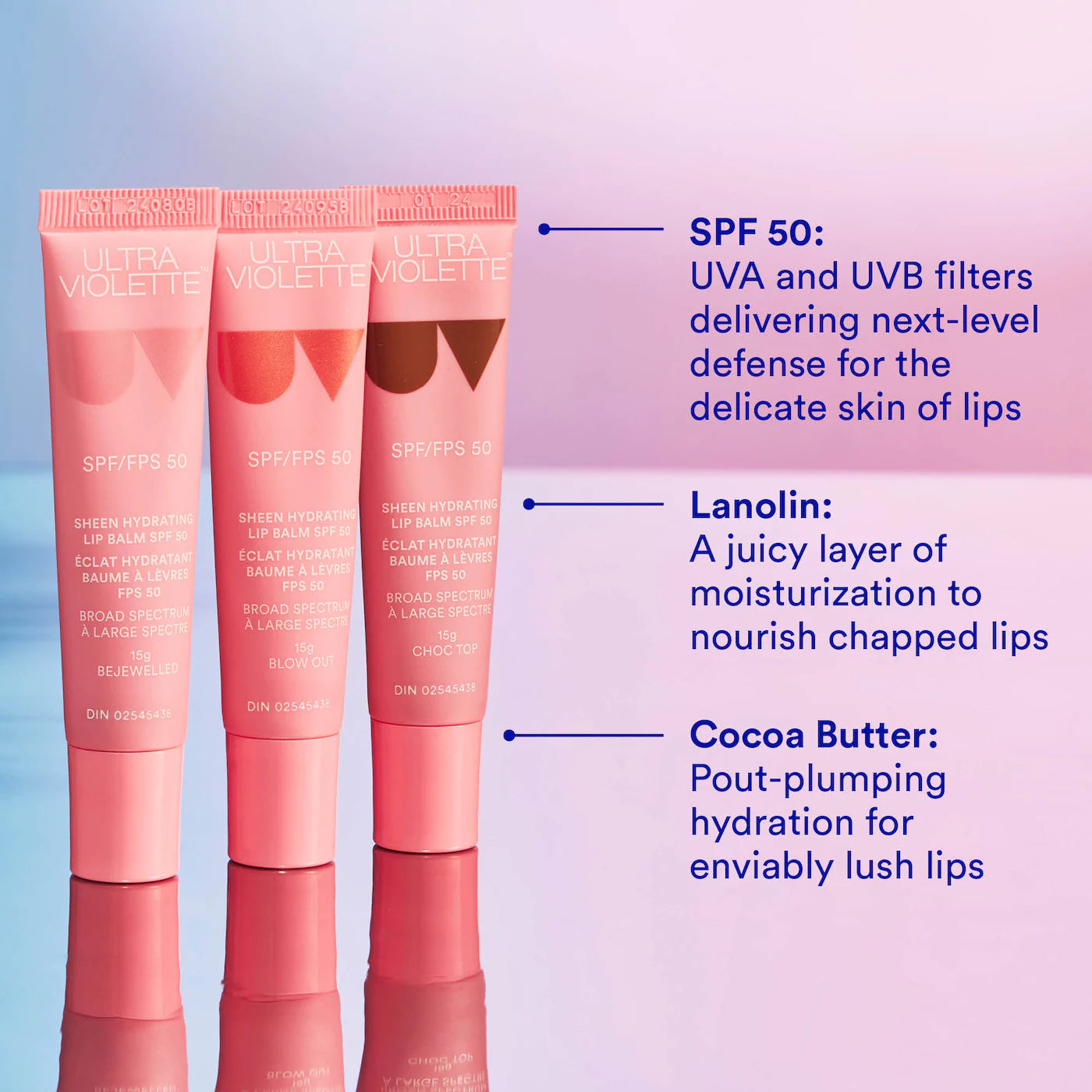 Ultra Violette Sheen Hydrating Lip Balm SPF 50 - Tinted Moisturizing Lip Care with Sun Protection (Multiple Shades) | New in Box | Perfect for Daily Sun Protection & Hydration