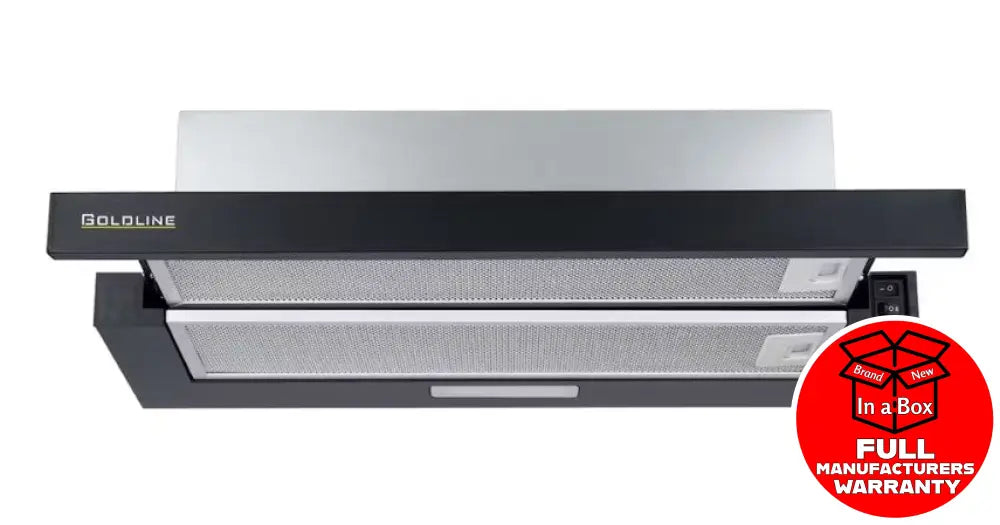 Goldline BTEL06 BL 60cm Telescopic Rangehood in Black - Modern Kitchen Ventilation for Smoke & Odor Removal - Perfect for Home Cooking & Small Restaurants