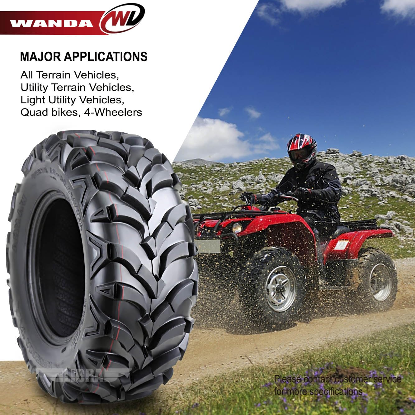 Premium WANDA Solid Mud ATV Tires 24x8x11 & 24x10x11 - Heavy Duty All-Terrain Tires for 2004 Kawasaki Bayou 300 - Perfect for Off-Road, Mudding, and Trail Riding Adventures