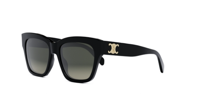 Celine TRIOMPHE CL40253I 01F Shiny Black/Gradient Brown Organic Cat Eye Women's Sunglasses - UV Protection Fashion Shades for Beach, Driving & Outdoor Activities