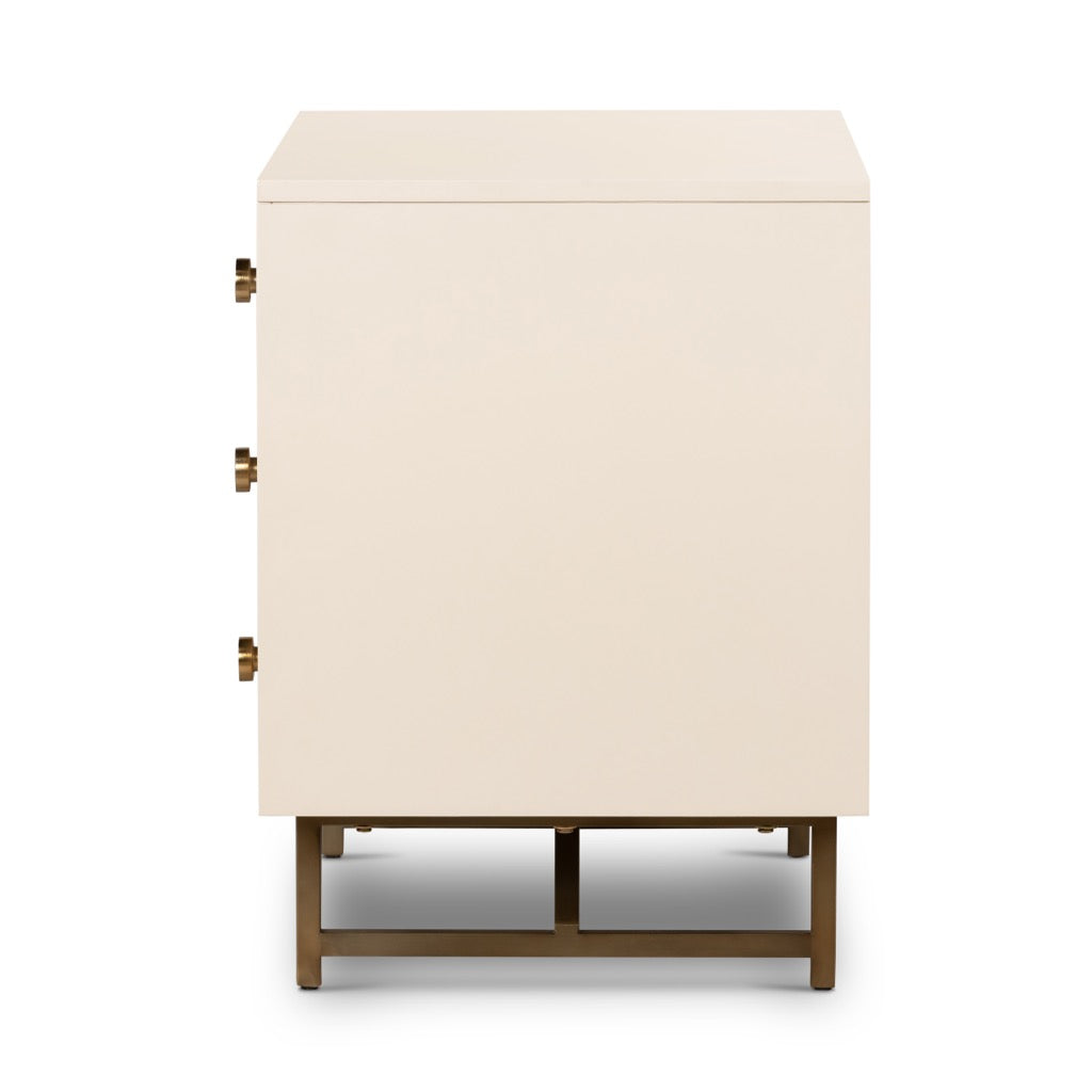 Modern Van Rectangular Nightstand in Alabaster White - Stylish Bedside Table for Bedroom, Living Room, or Office Decor