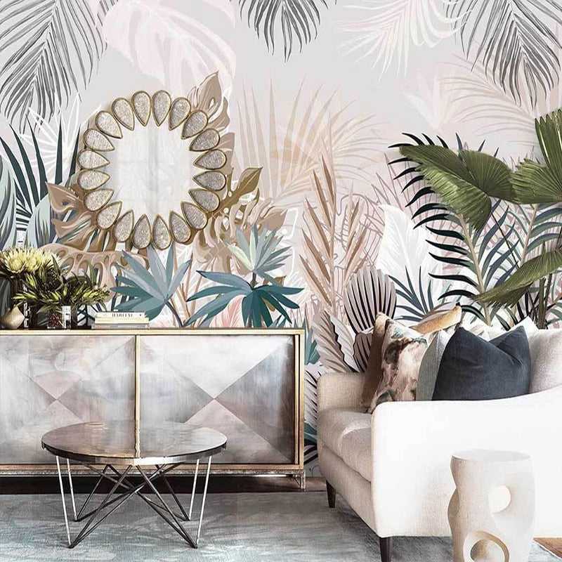 Tropical Plants Rainforest Leaves Wallpaper Mural - Nature-Inspired Home Decor for Living Room, Bedroom & Office