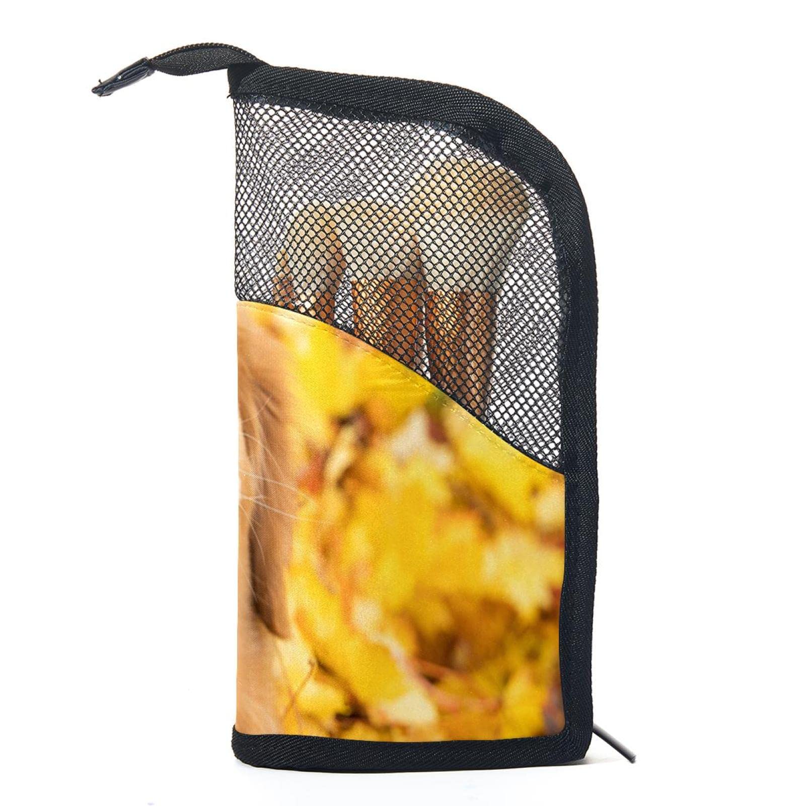 Golden Retriever Themed Makeup Brush Organizer Bag with 12 Slots - Portable Waterproof Cosmetic Brush Holder Case for Travel & Home Storage - Cute Dog Pattern & Yellow Leaves Design Makeup Accessories