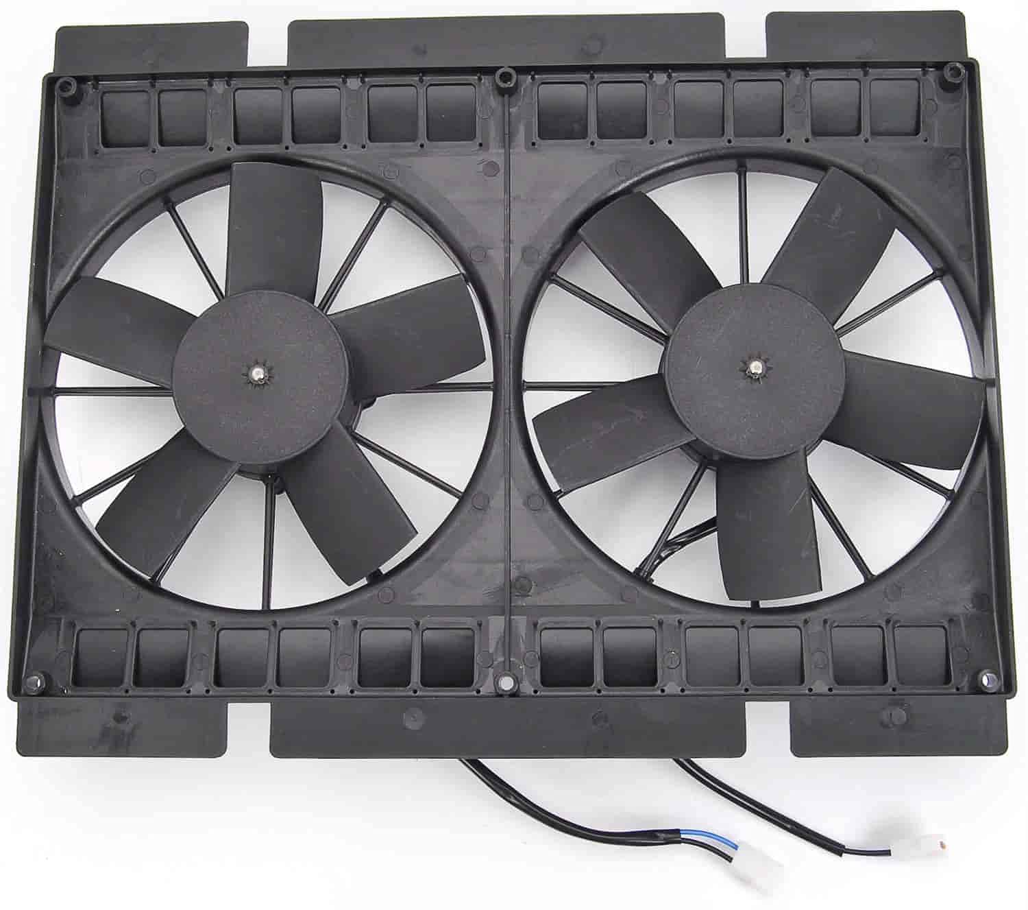 JEGS 52115 High Performance Dual Electric Cooling Fan Kit - Universal Fit for Cars, Trucks & SUVs - Perfect for Engine Cooling & Overheating Prevention